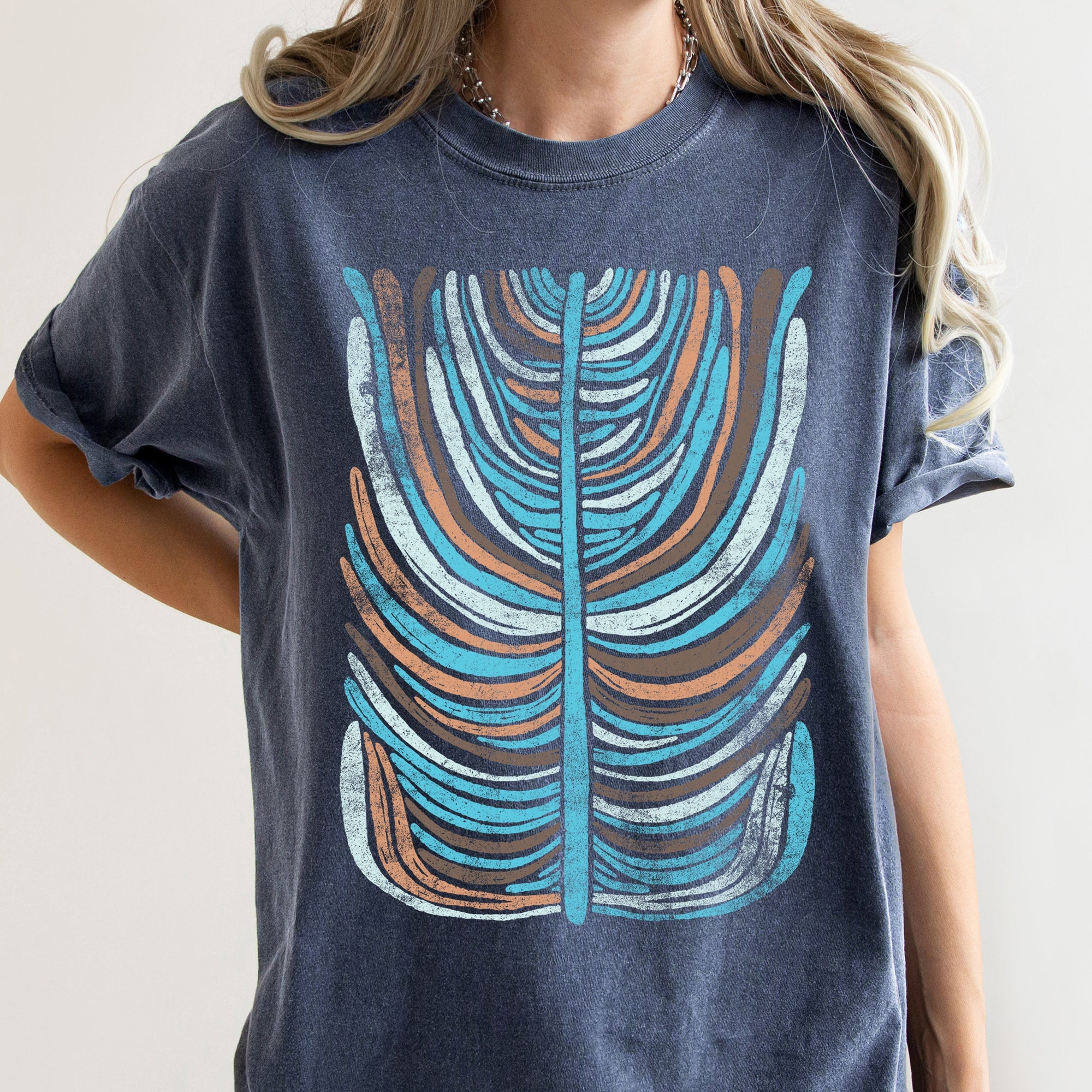 Boho Folk Art Vintage Stripe Floral Motif Print Collection For Everyday Wear Comfort Colors Tee