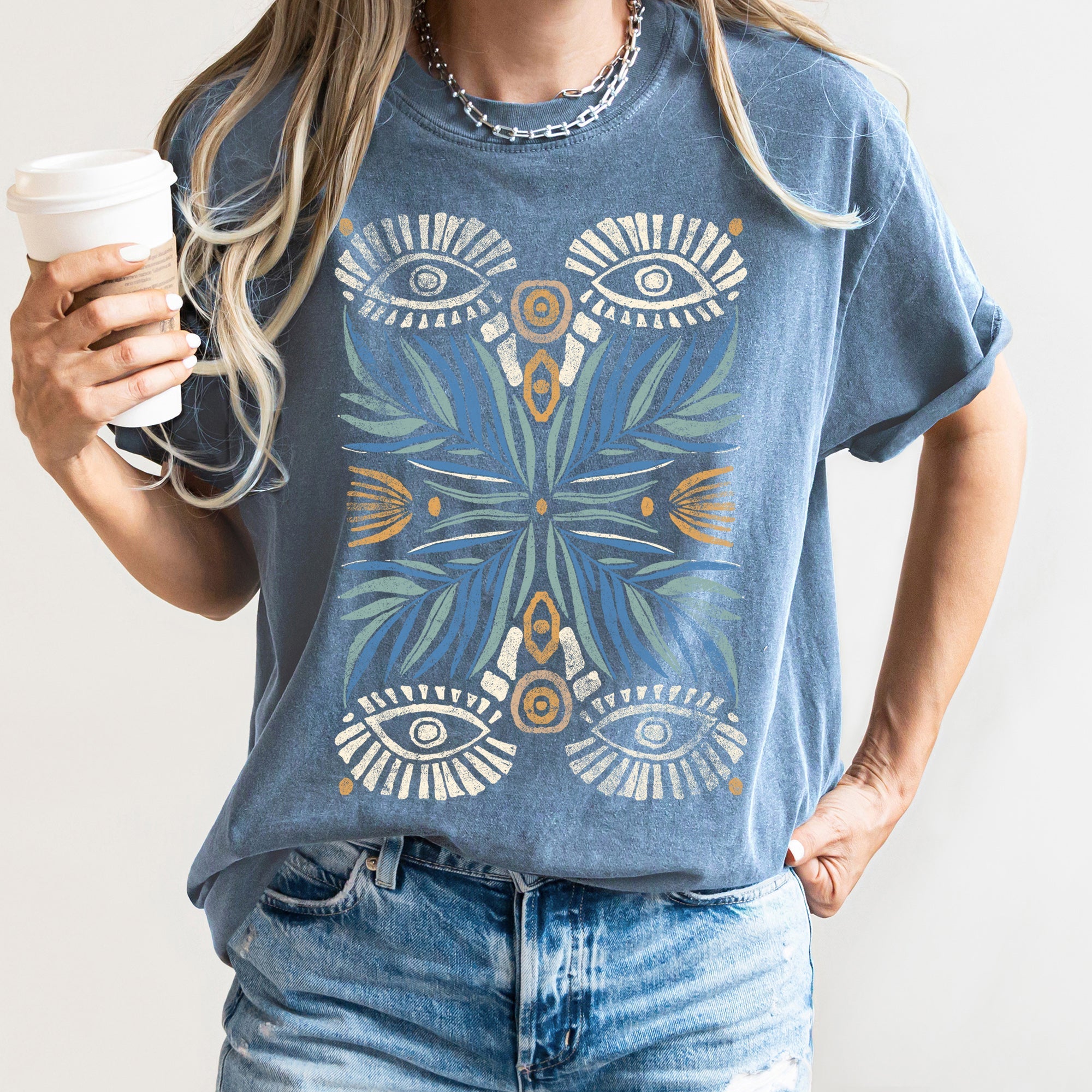 Boho Folk Art Vintage Mystical Floral Dreamscape Garden Festival Glow Comfort Colors Tee