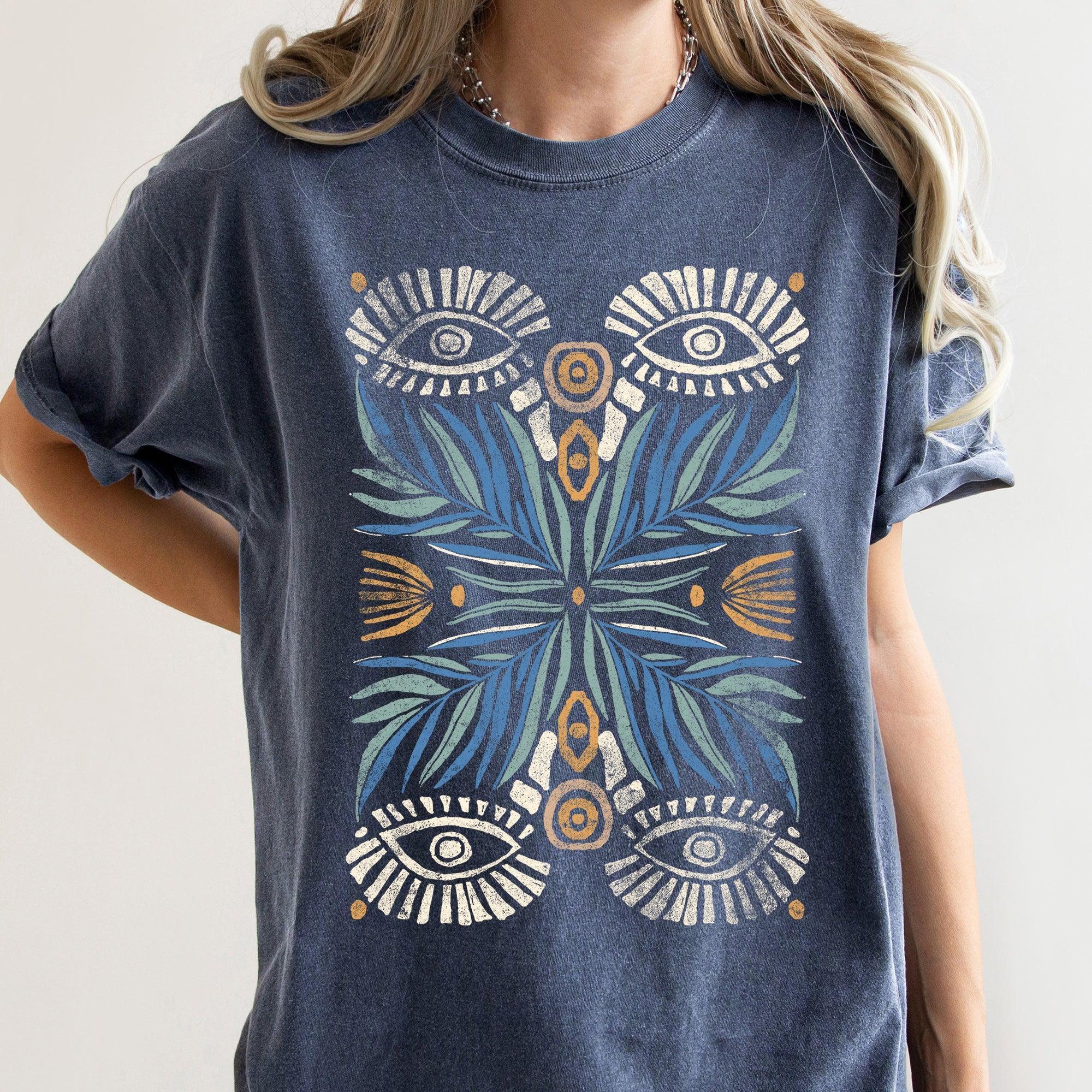 Boho Folk Art Vintage Mystical Floral Dreamscape Garden Festival Glow Comfort Colors Tee
