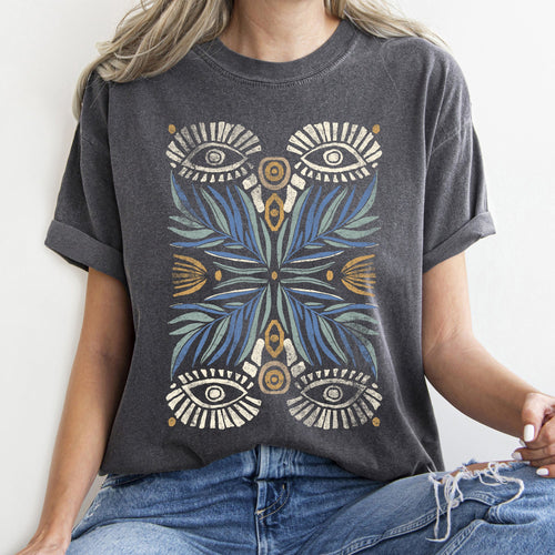 Boho Folk Art Vintage Mystical Floral Dreamscape Garden Festival Glow Comfort Colors Tee