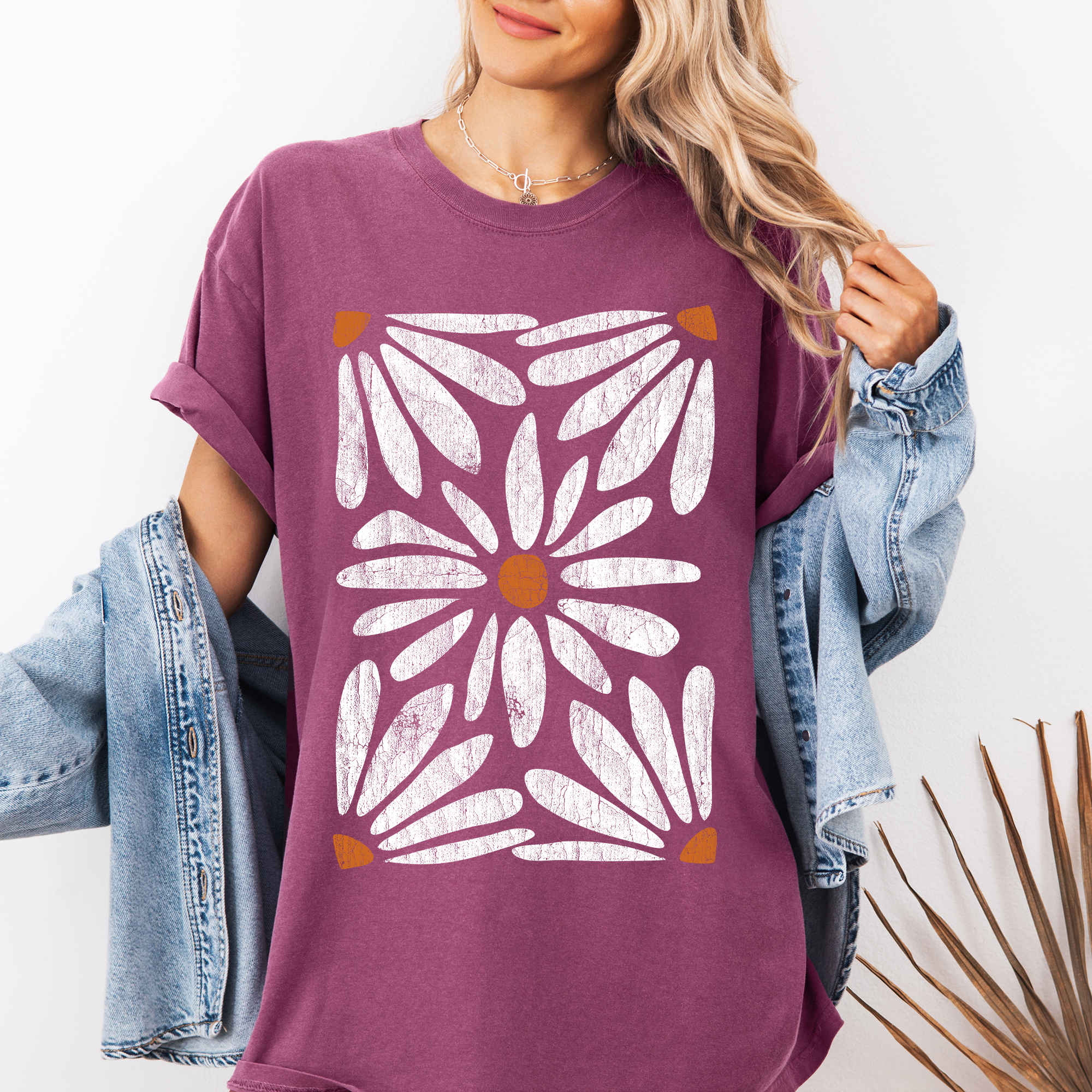 Boho Daisy Botanical Vintage Floral Garden Illustration Hand Drawn Comfort Colors Tee