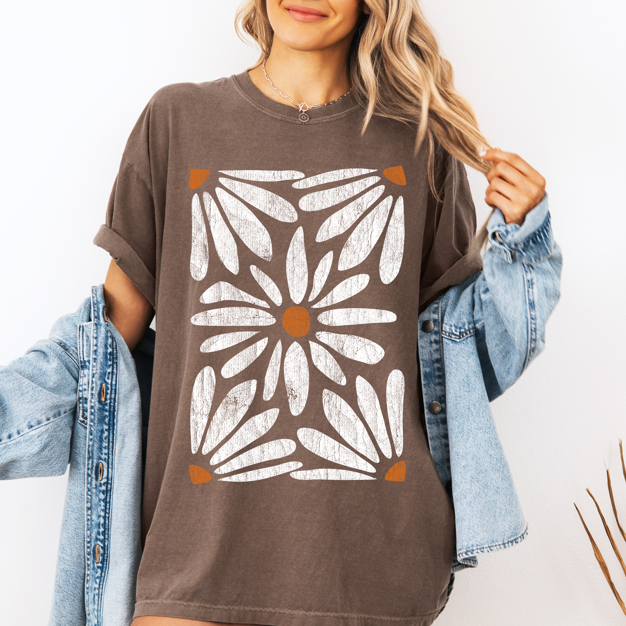 Boho Daisy Botanical Vintage Floral Garden Illustration Hand Drawn Comfort Colors Tee