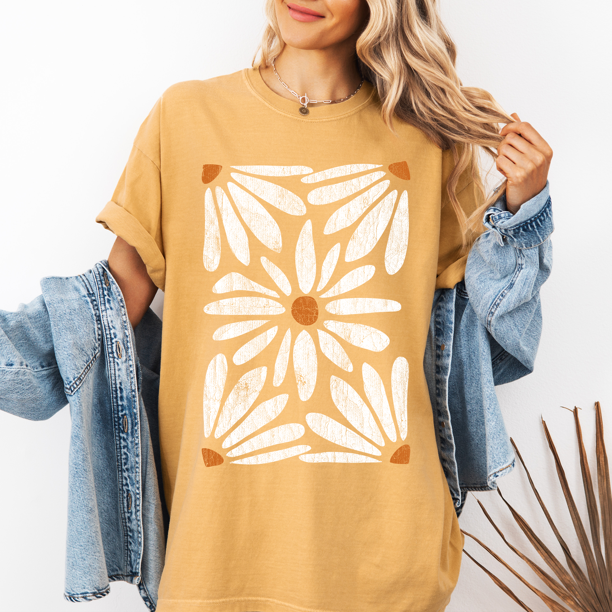 Boho Daisy Botanical Vintage Floral Garden Illustration Hand Drawn Comfort Colors Tee