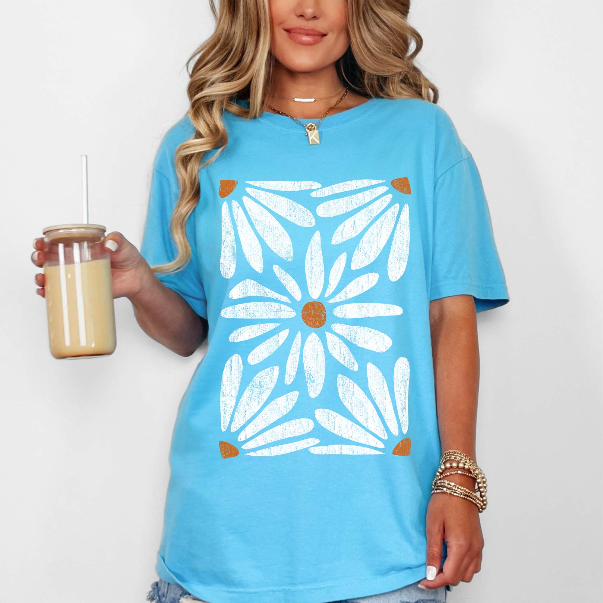 Boho Daisy Botanical Vintage Floral Garden Illustration Hand Drawn Comfort Colors Tee