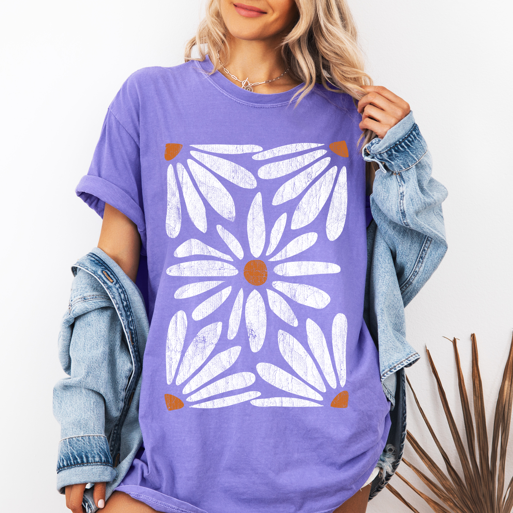 Boho Daisy Botanical Vintage Floral Garden Illustration Hand Drawn Comfort Colors Tee