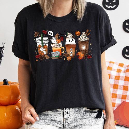 Boo Pumpkin Coffee Vintage Halloween Comfort Colors Tee