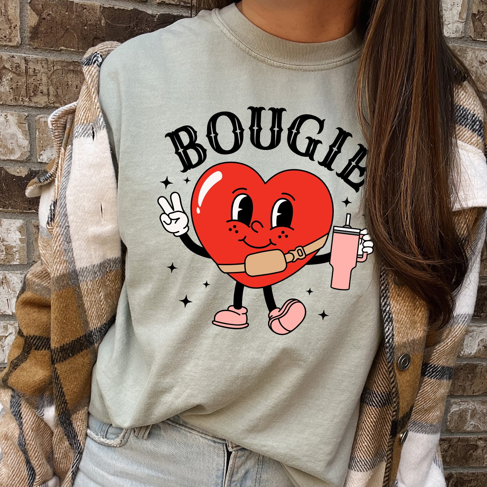 Bougie Heart Boujee Luxe Love Statement For Valentine's Day Inspired Vintage Vibe Edition Comfort Colors Tee