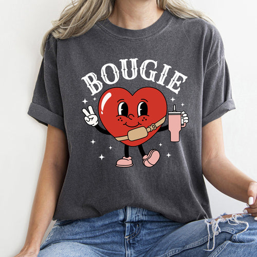 Bougie Heart Boujee Luxe Love Statement For Valentine's Day Inspired Vintage Vibe Edition Comfort Colors Tee