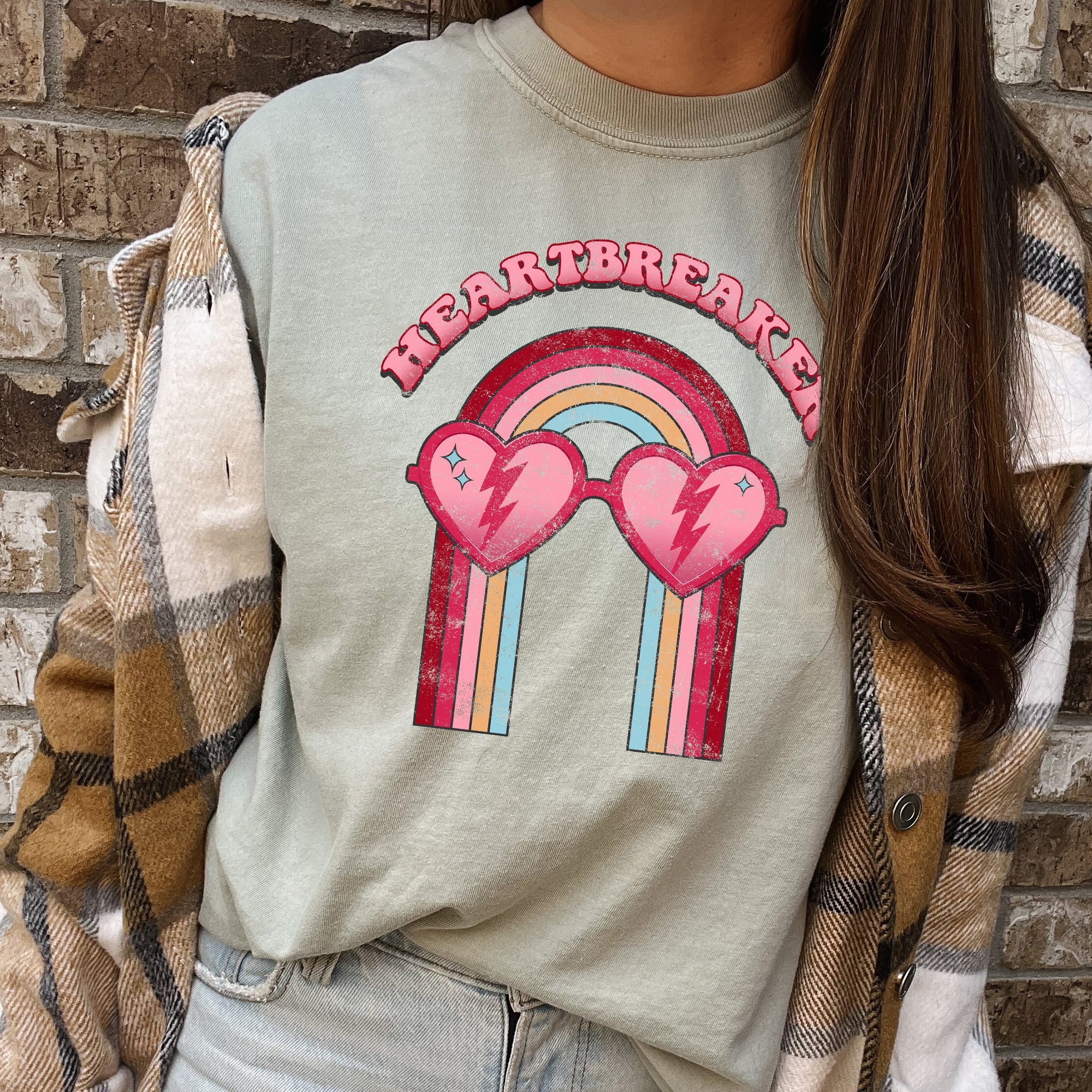 Heart Breaker Love Sunglasses Retro Vintage Neon Elements Illustration Comfort Colors Tee