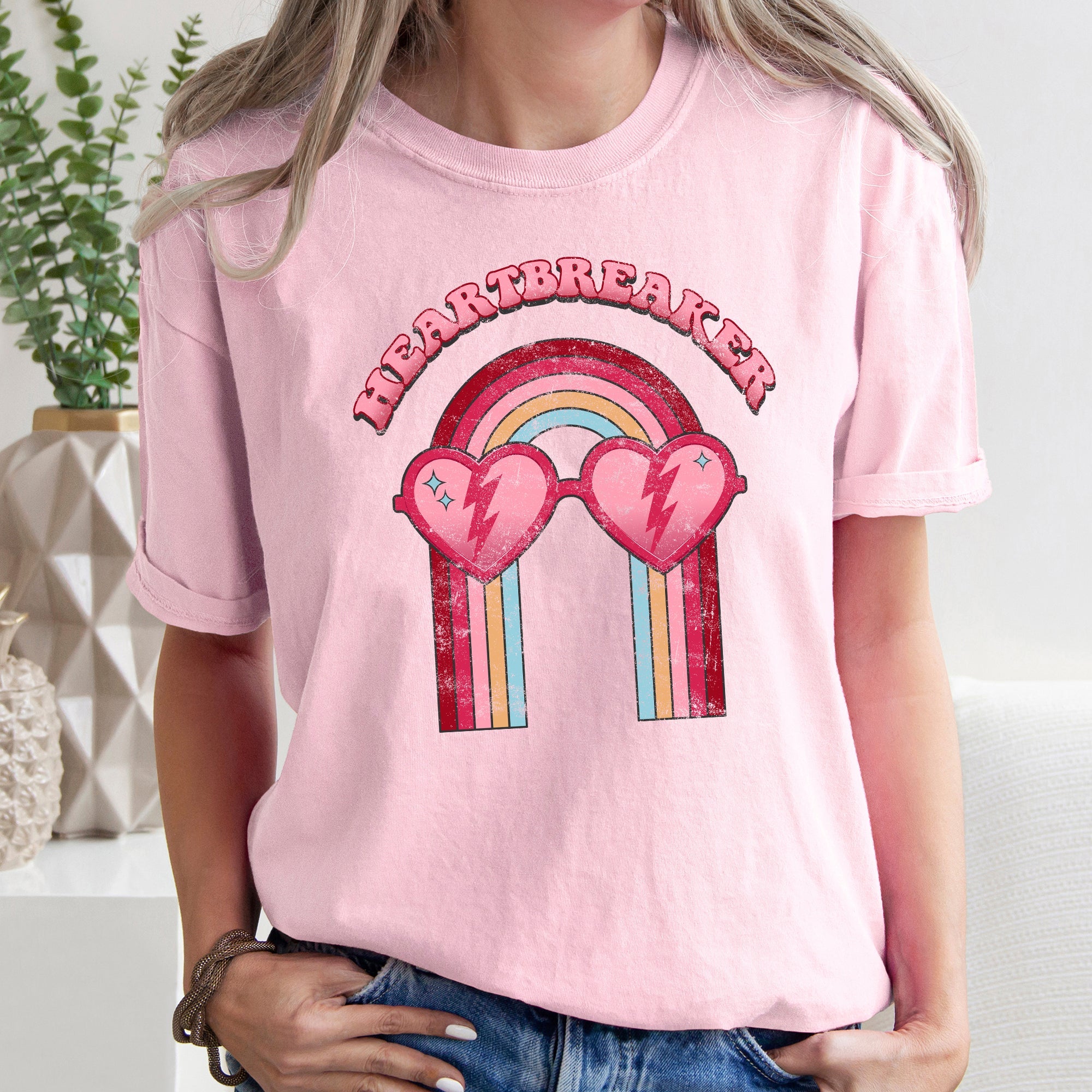 Heart Breaker Love Sunglasses Retro Vintage Neon Elements Illustration Comfort Colors Tee