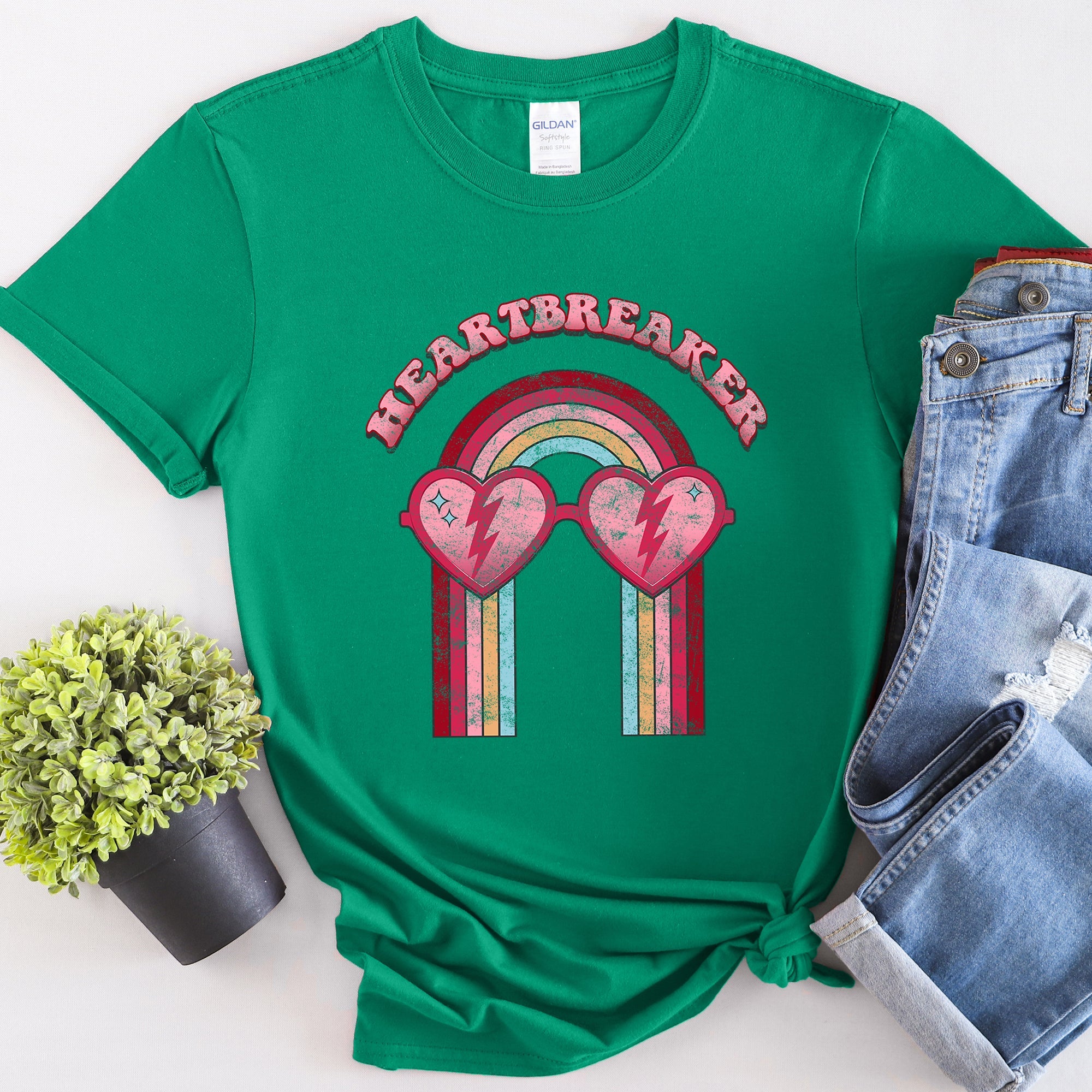 Heart Breaker Love Sunglasses Retro Vintage Inspired Soft Comfort Wear Graphic Tee