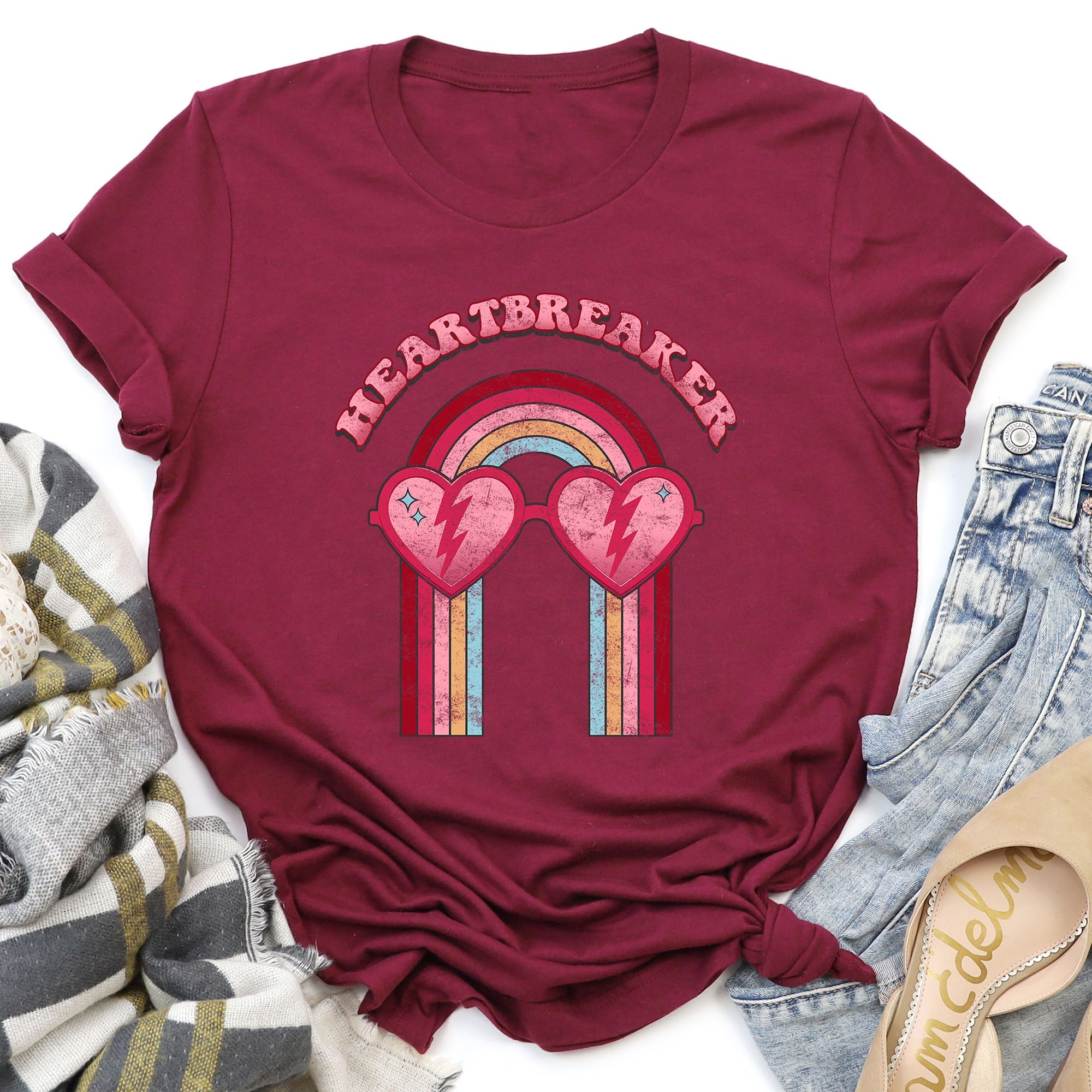 Heart Breaker Love Sunglasses Retro Vintage Inspired Soft Comfort Wear Graphic Tee