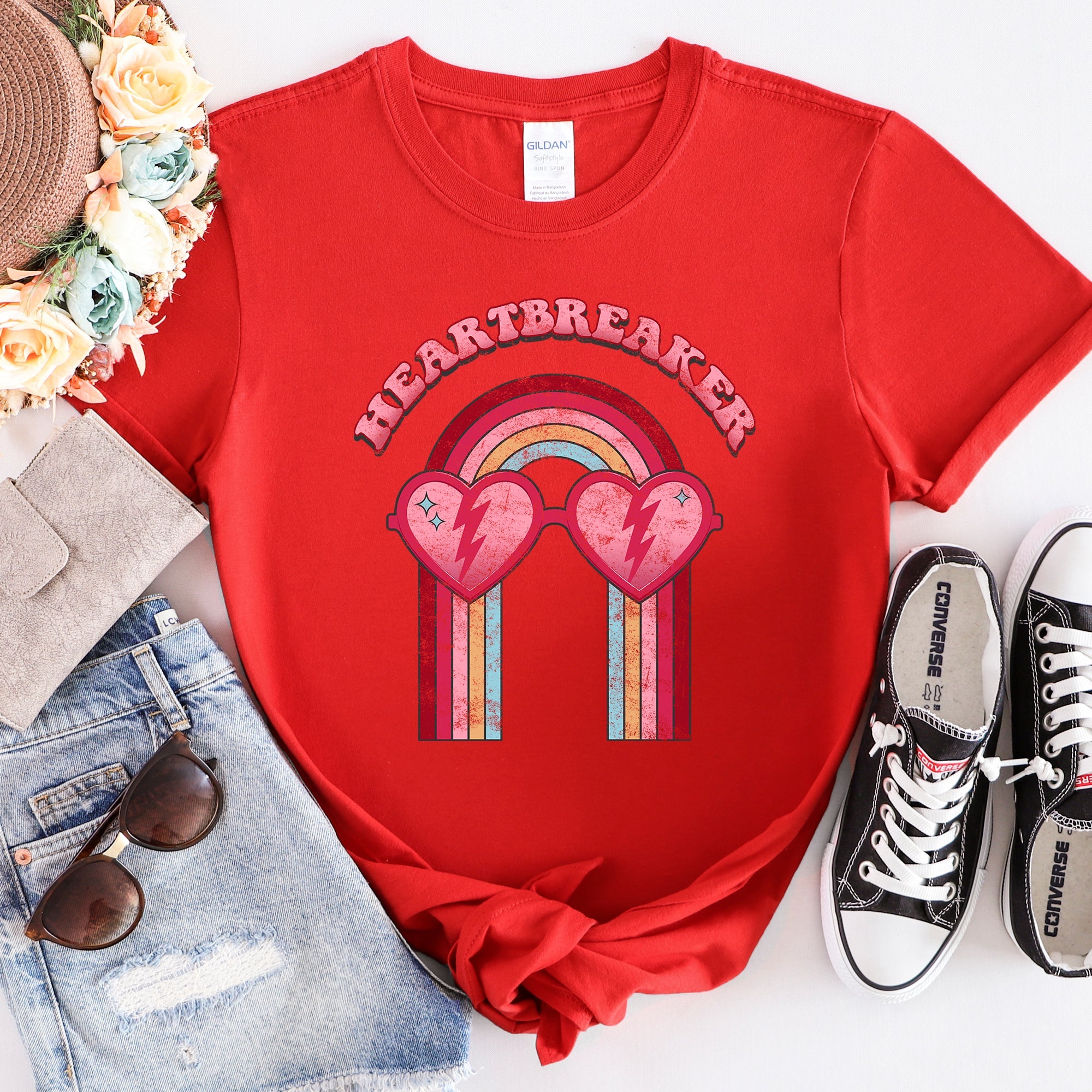 Heart Breaker Love Sunglasses Retro Vintage Inspired Soft Comfort Wear Graphic Tee