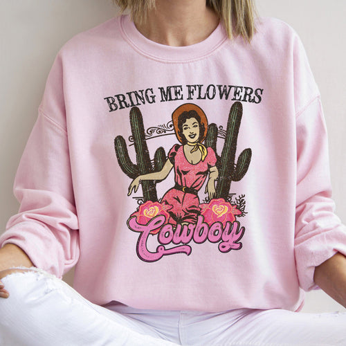 Bring Me Flowers Cowboy Western Country Valentine's Day Heritage Graphic Sweatshirt