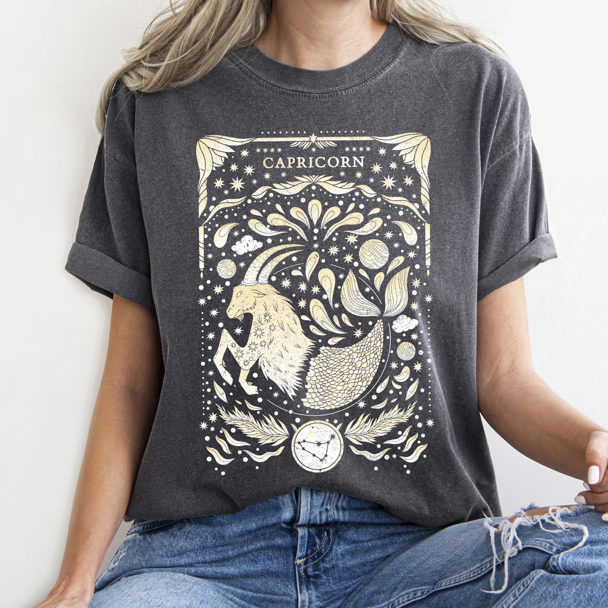 Capricorn Celestial Zodiac Horoscope Astrology Constellation Energy Star Alignment Comfort Colors Tee