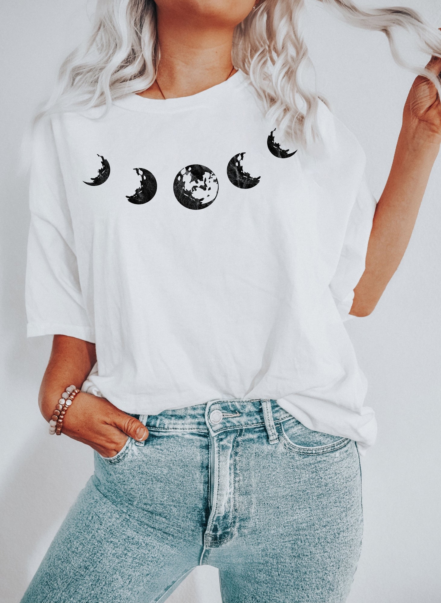 Moon Phases Neckline Celestial Comfort Colors Tee