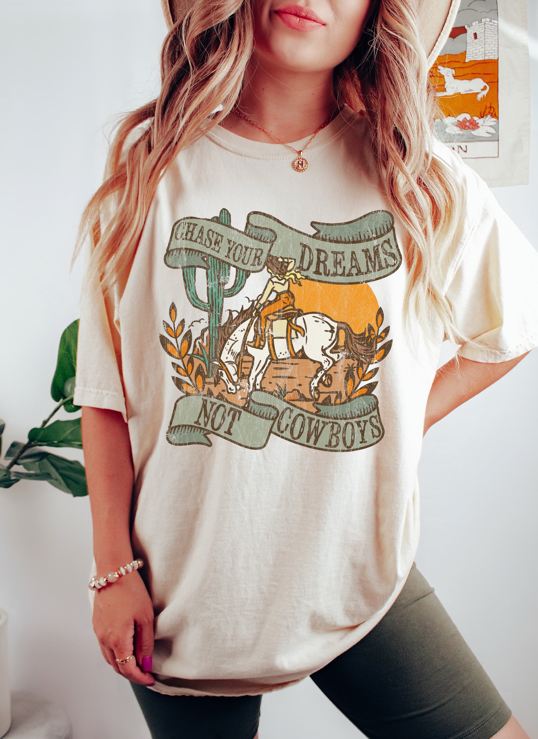 Chase Your Dreams Not Cowboys Vintage Limited Edition Inspirational Quote Comfort Colors Tee