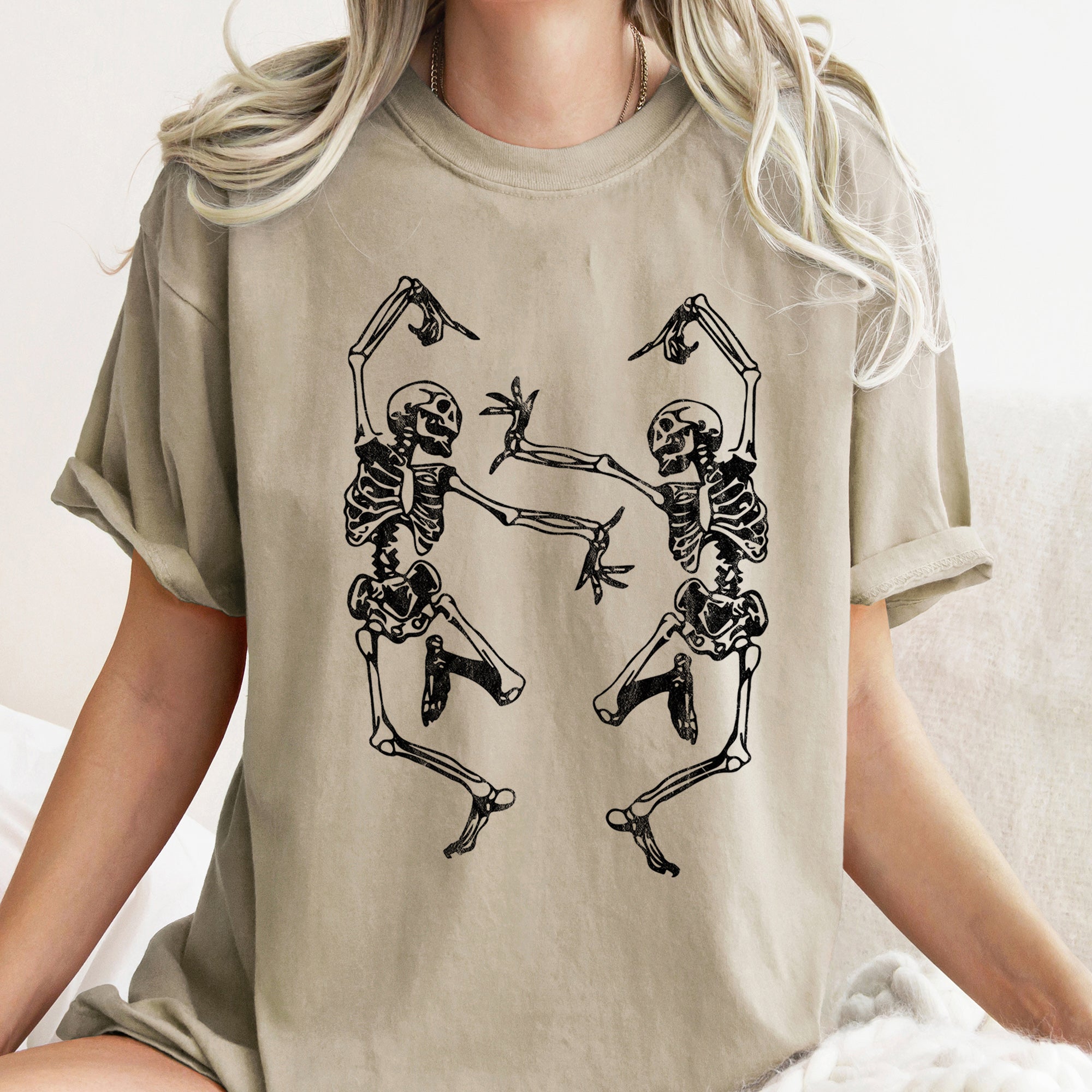 Dancing Skeletons Retro Halloween Night Parade Of Quirky Bones And Vintage Charm Comfort Colors Tee