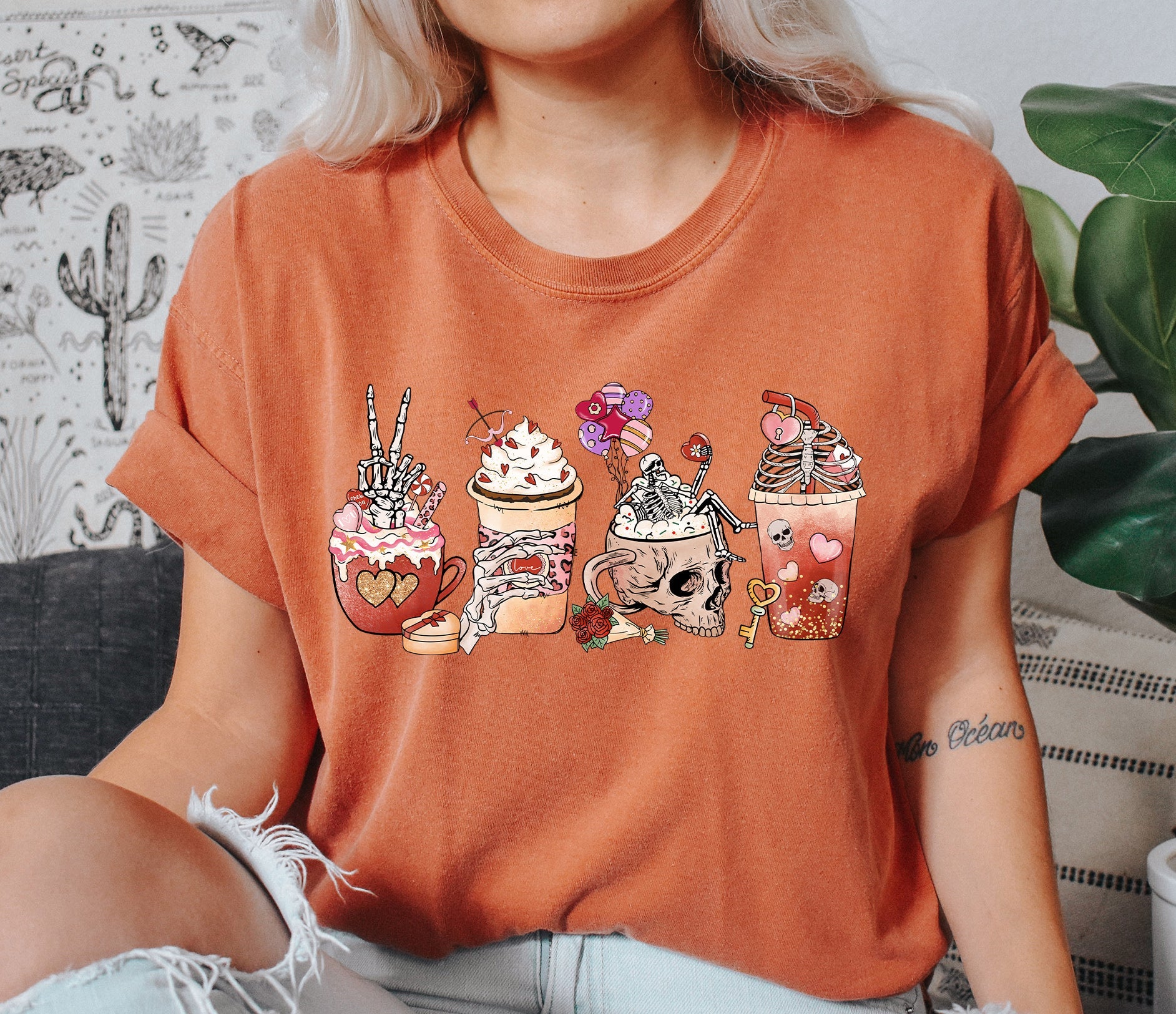Coffee Lover Funny Skeleton Coffee Humor Decor Illustration For Coffee Enthusiasts And Night Owl Fans Comfort Colors Tee