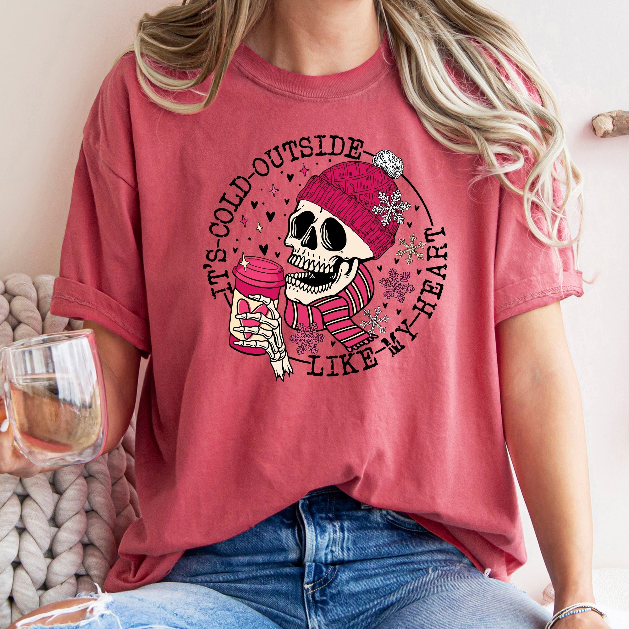 It's Cold Outside Skeleton Heart Valentine's Day Limited Edition Comfort Colors Tee