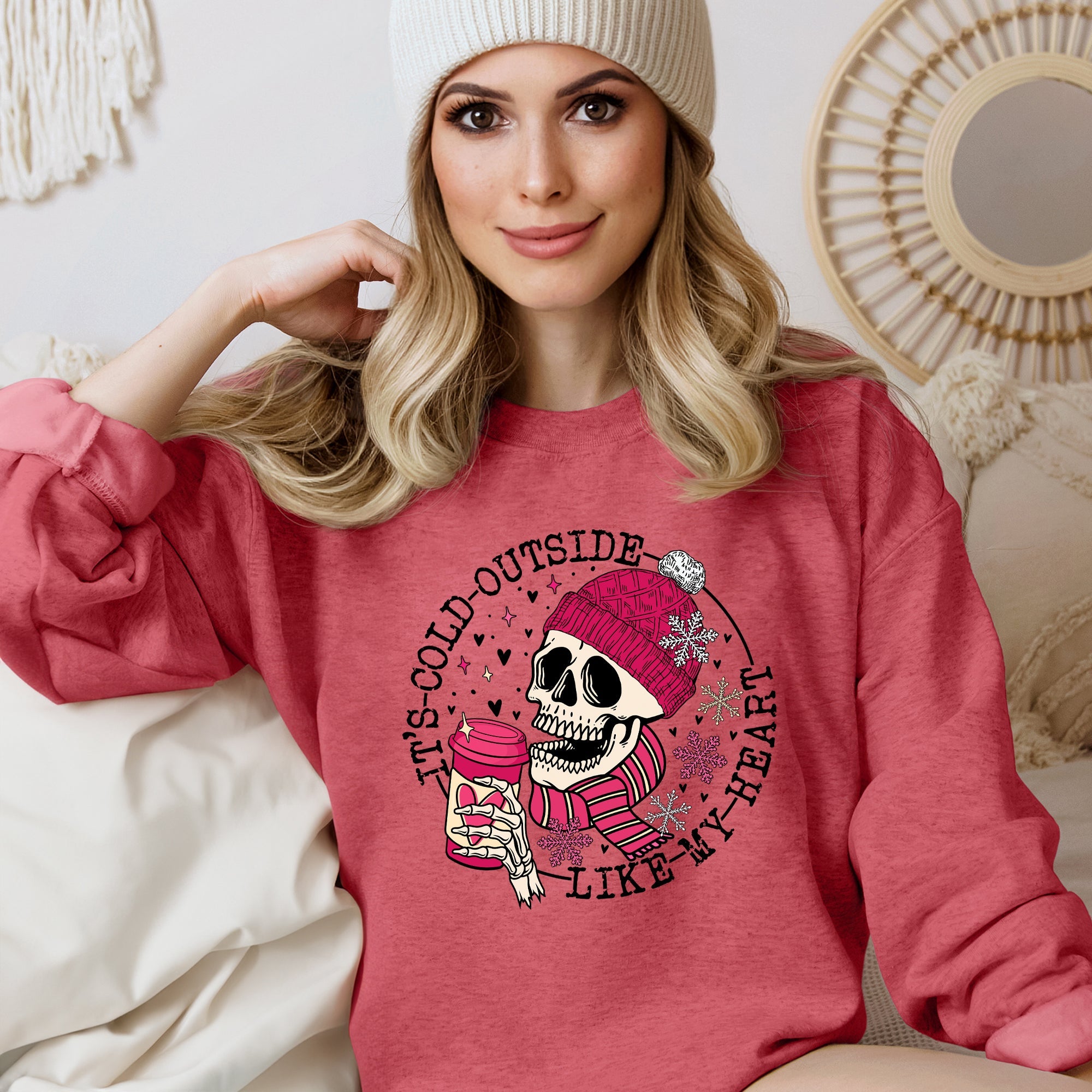 It's Cold Outside Skeleton Heart Valentine's Day Cozy Winter Holiday Edition Sweatshirt