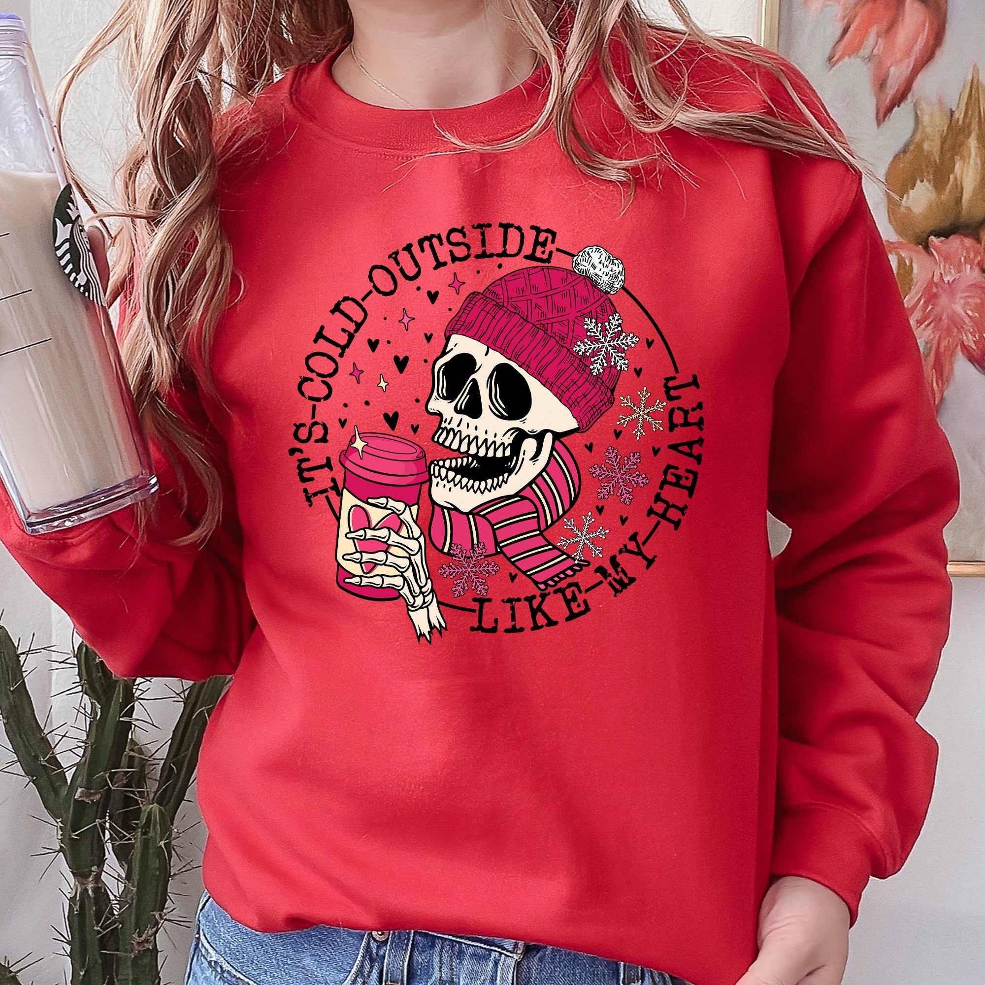 It's Cold Outside Skeleton Heart Valentine's Day Cozy Winter Holiday Edition Sweatshirt