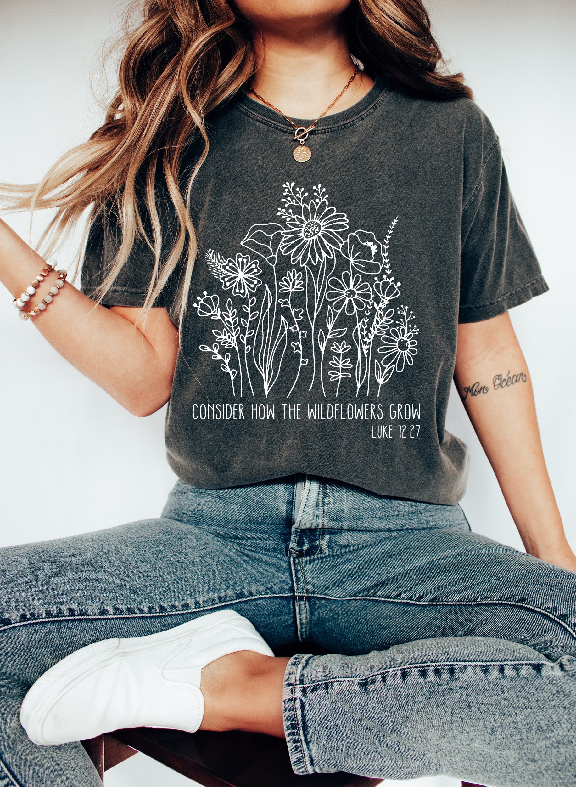Consider How The Wildflowers Grow Floral Limited Edition Vintage Comfort Colors Tee