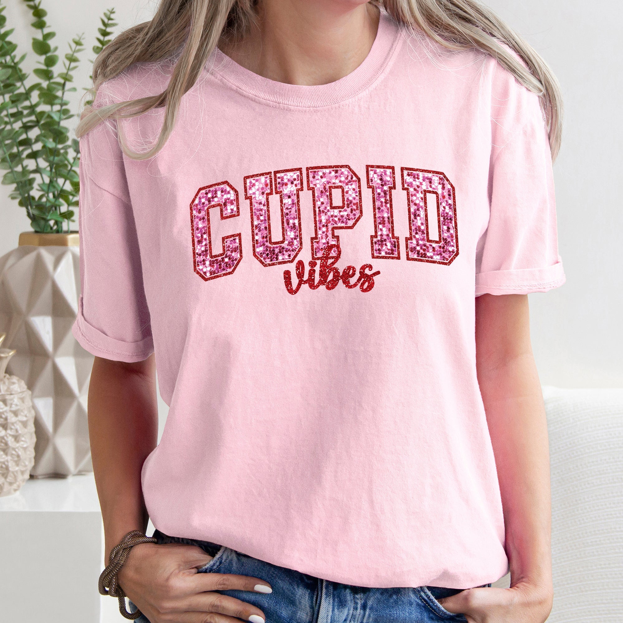 Cupid Vibes Collegiate Love Valentine's Day Vintage Nostalgia Edition Comfort Colors Tee