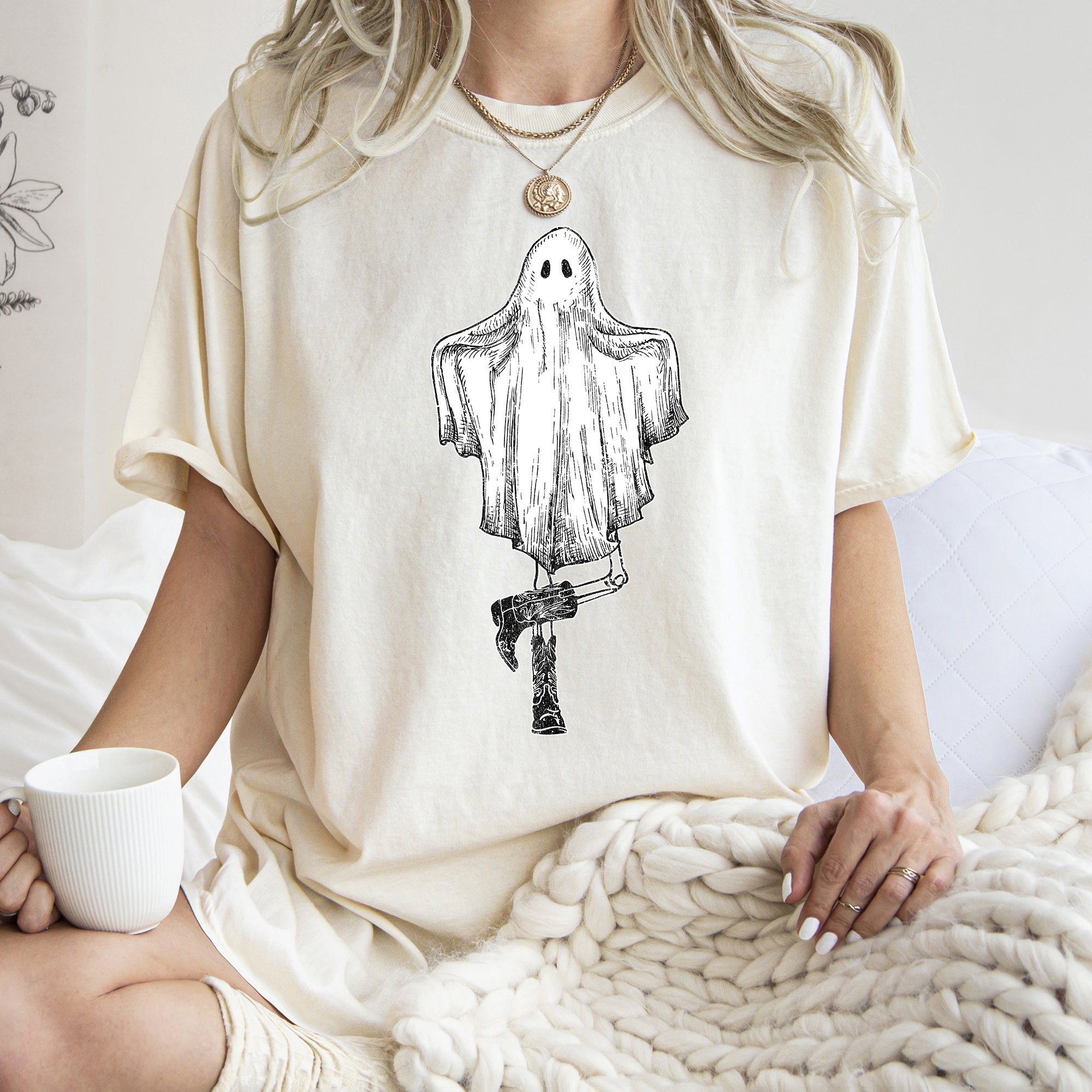 Ghost In Boots Retro Western Halloween Limited Edition Vintage Style Comfort Colors Tee