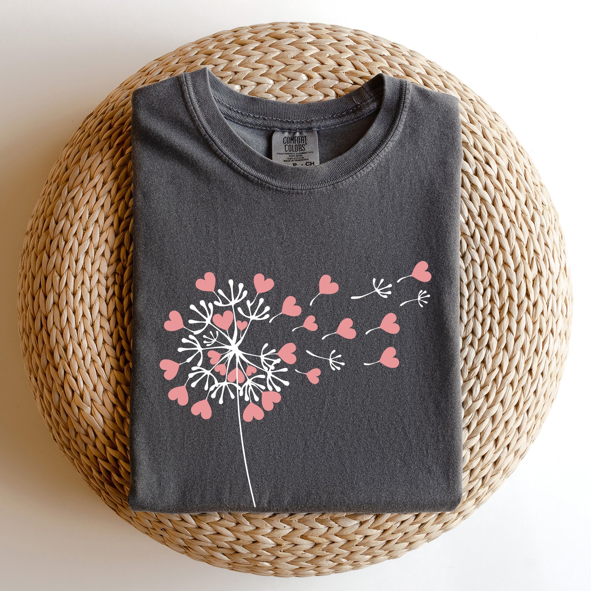 Dandelion Hearts Flower Valentine's Day Vintage Washed Edition Comfort Colors Tee