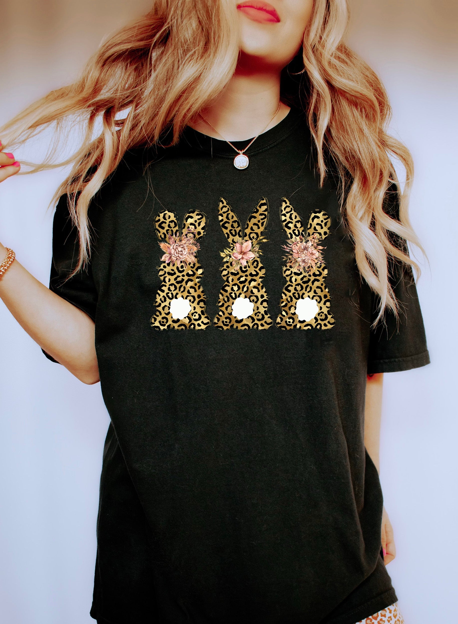 Leopard Print Bunnies Deluxe Edition Limited Run Vintage Inspired Premium Soft Hand Feel Comfort Colors Tee