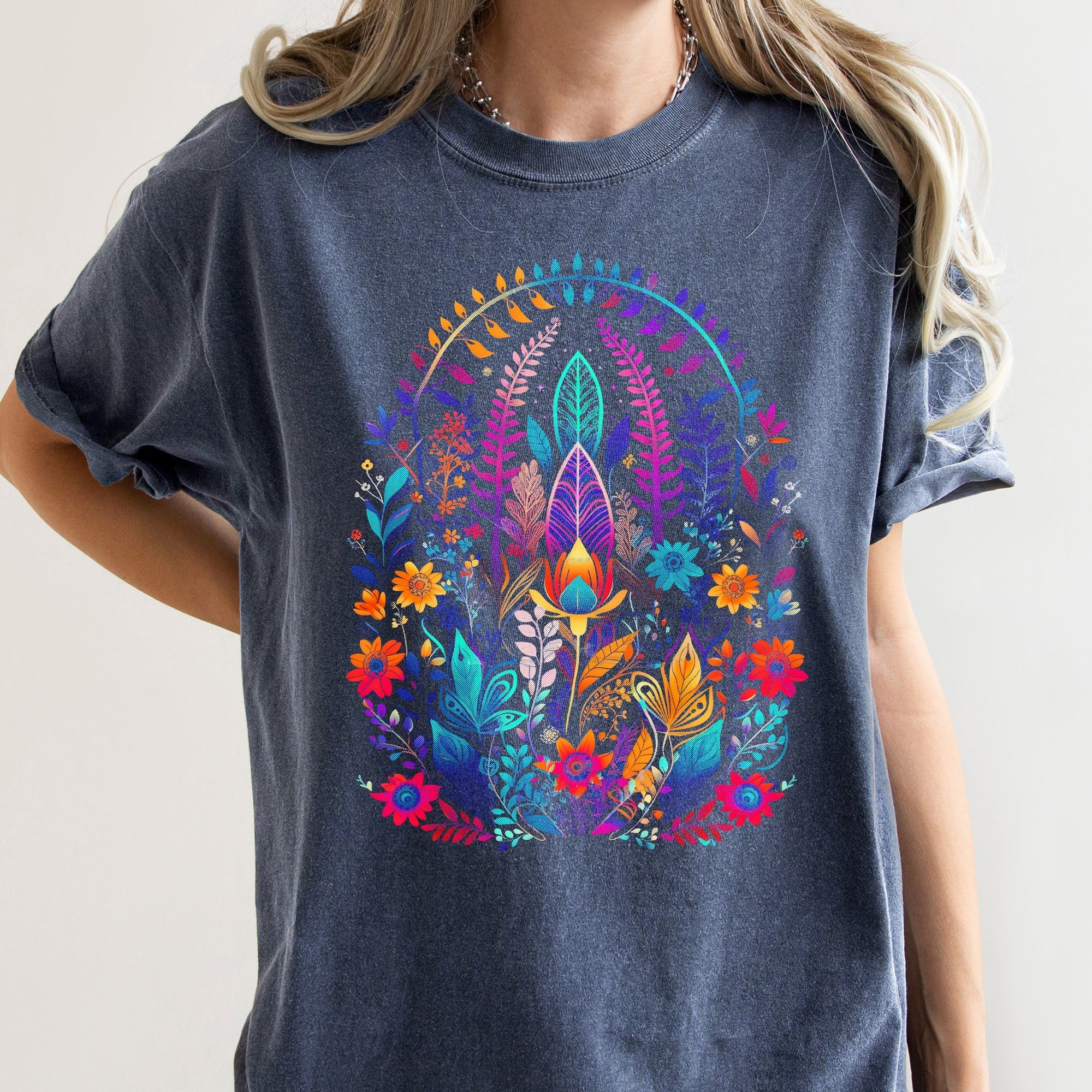 Floral Boho Festival Blooming Meadow Dreamscape Vintage Inspired Comfort Colors Tee