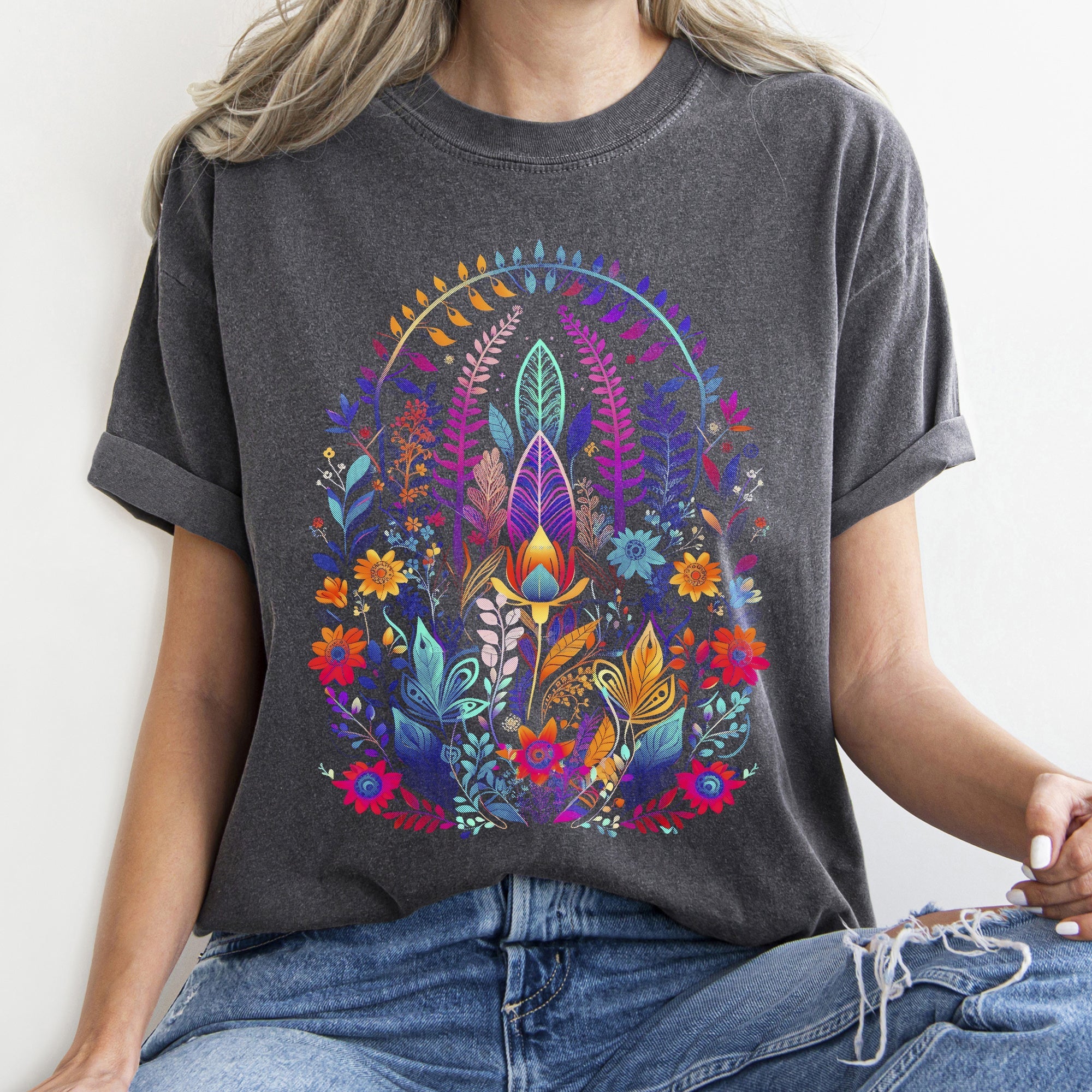 Floral Boho Festival Blooming Meadow Dreamscape Vintage Inspired Comfort Colors Tee
