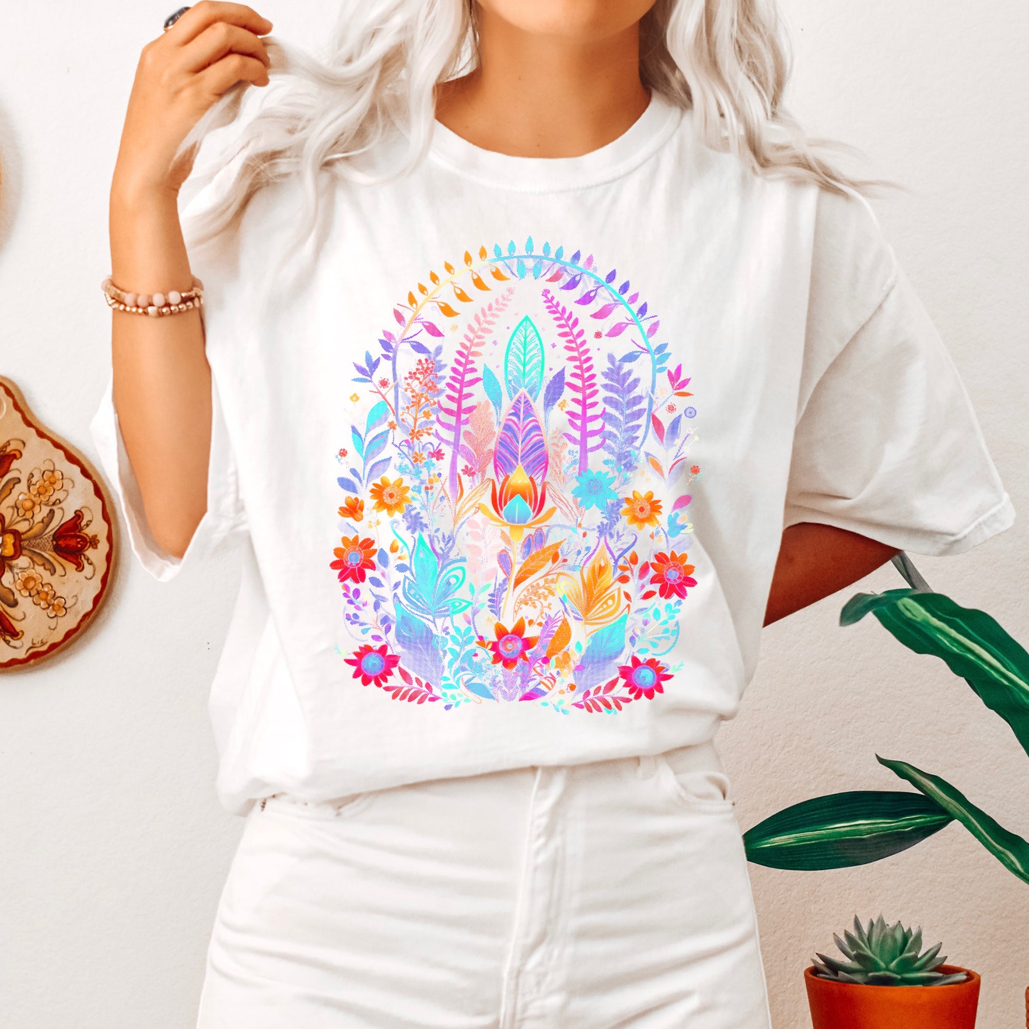 Floral Boho Festival Blooming Meadow Dreamscape Vintage Inspired Comfort Colors Tee