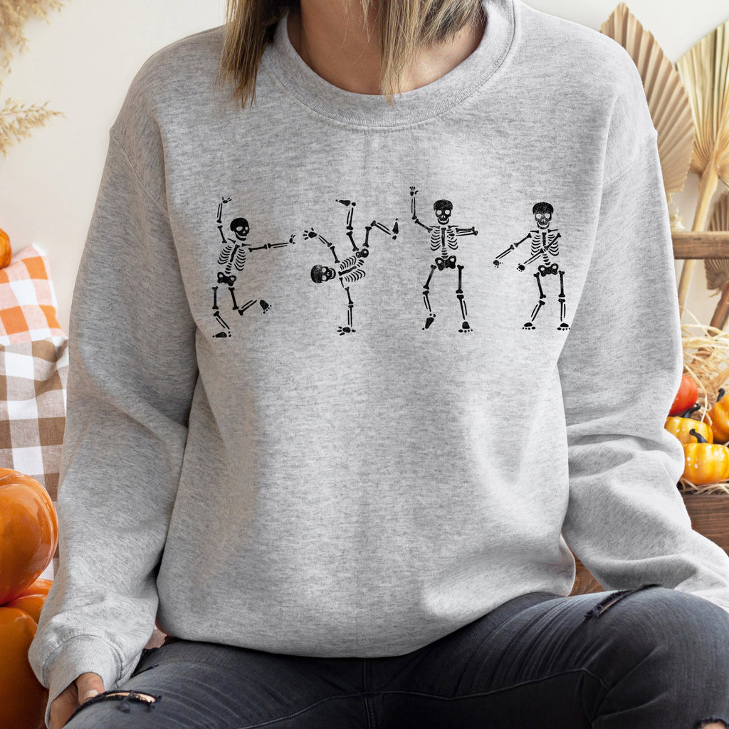 Flossing Skeletons Halloween Party Edition Glow In The Dark Graphic Cozy Sweatshirt
