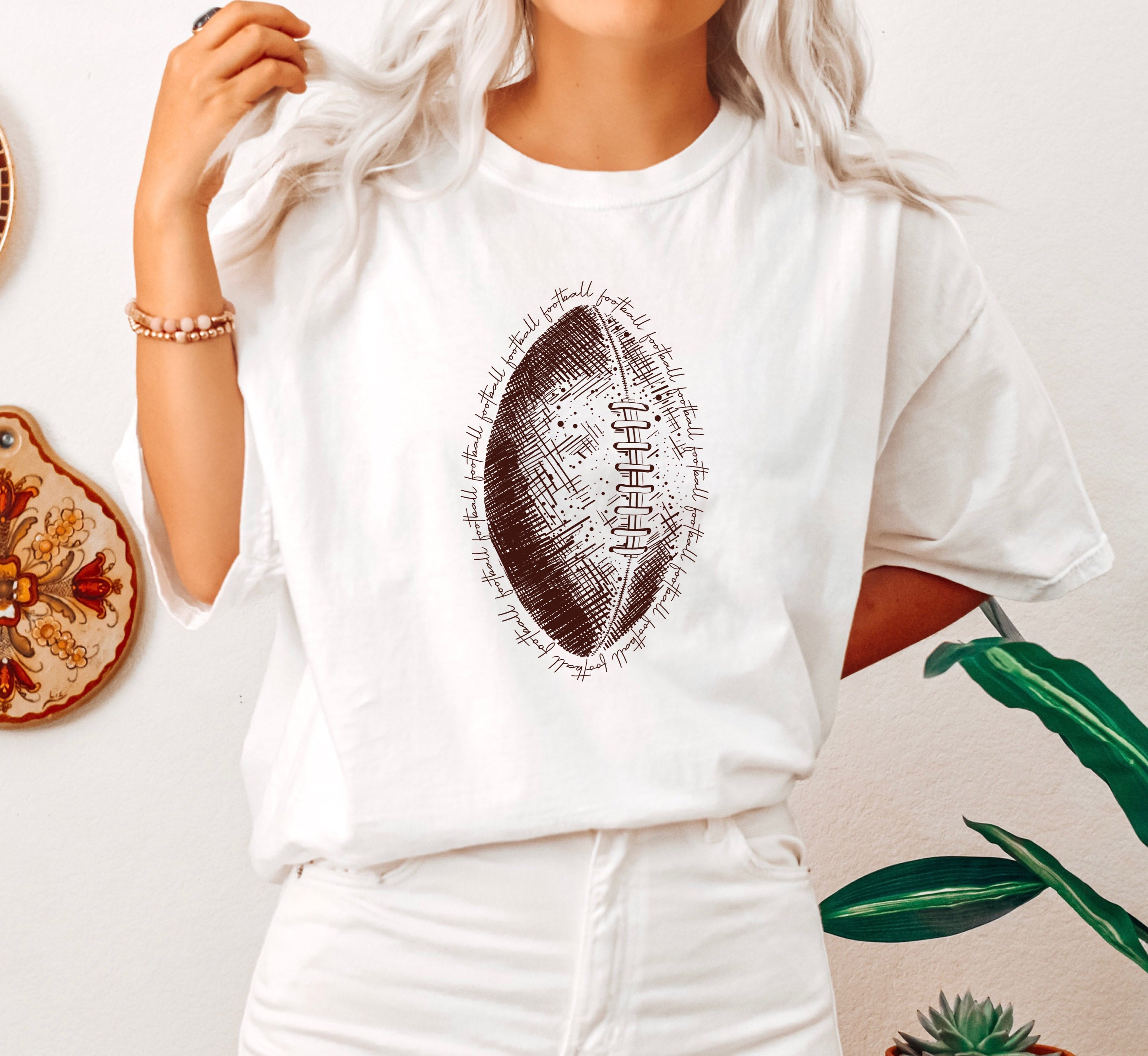 Football Lovers Sports Art Vintage Football Fan Graphic Print Edition Comfort Colors Tee