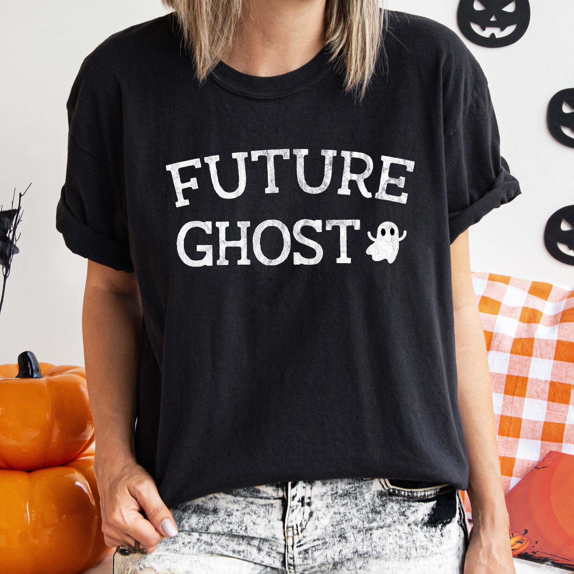 Future Ghost Retro Halloween Vintage Night Sky Print Limited Edition Artwork Comfort Colors Tee