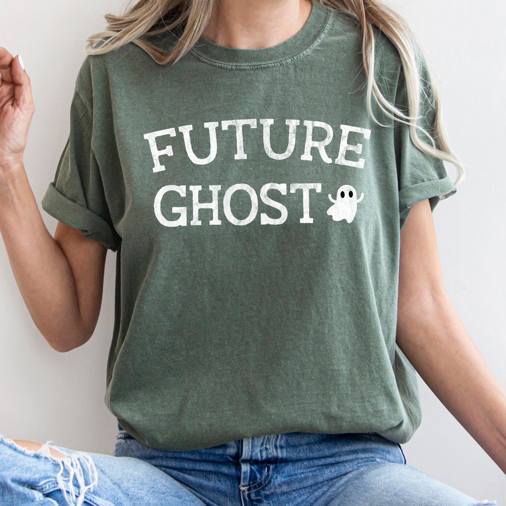 Future Ghost Retro Halloween Vintage Night Sky Print Limited Edition Artwork Comfort Colors Tee