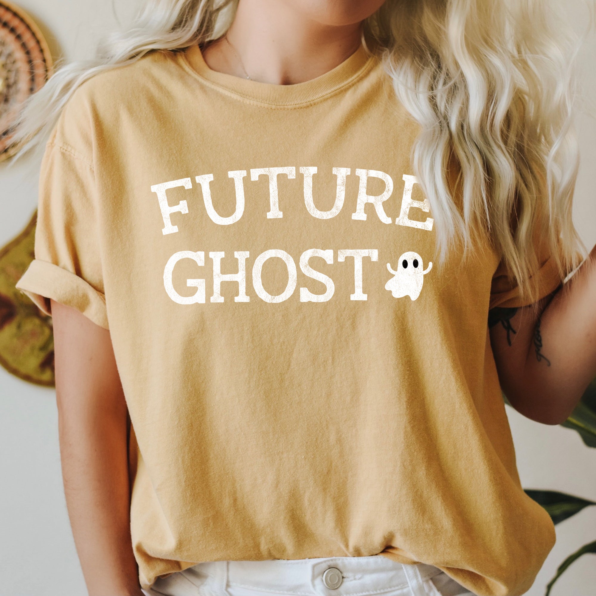 Future Ghost Retro Halloween Vintage Night Sky Print Limited Edition Artwork Comfort Colors Tee