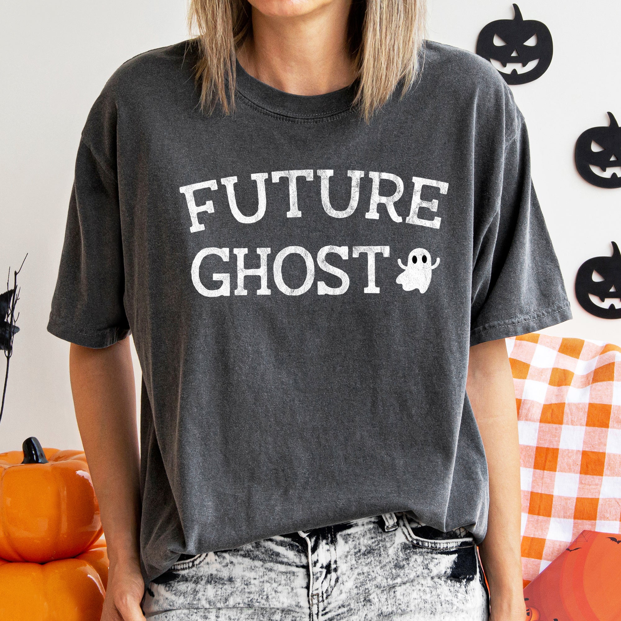 Future Ghost Retro Halloween Vintage Night Sky Print Limited Edition Artwork Comfort Colors Tee