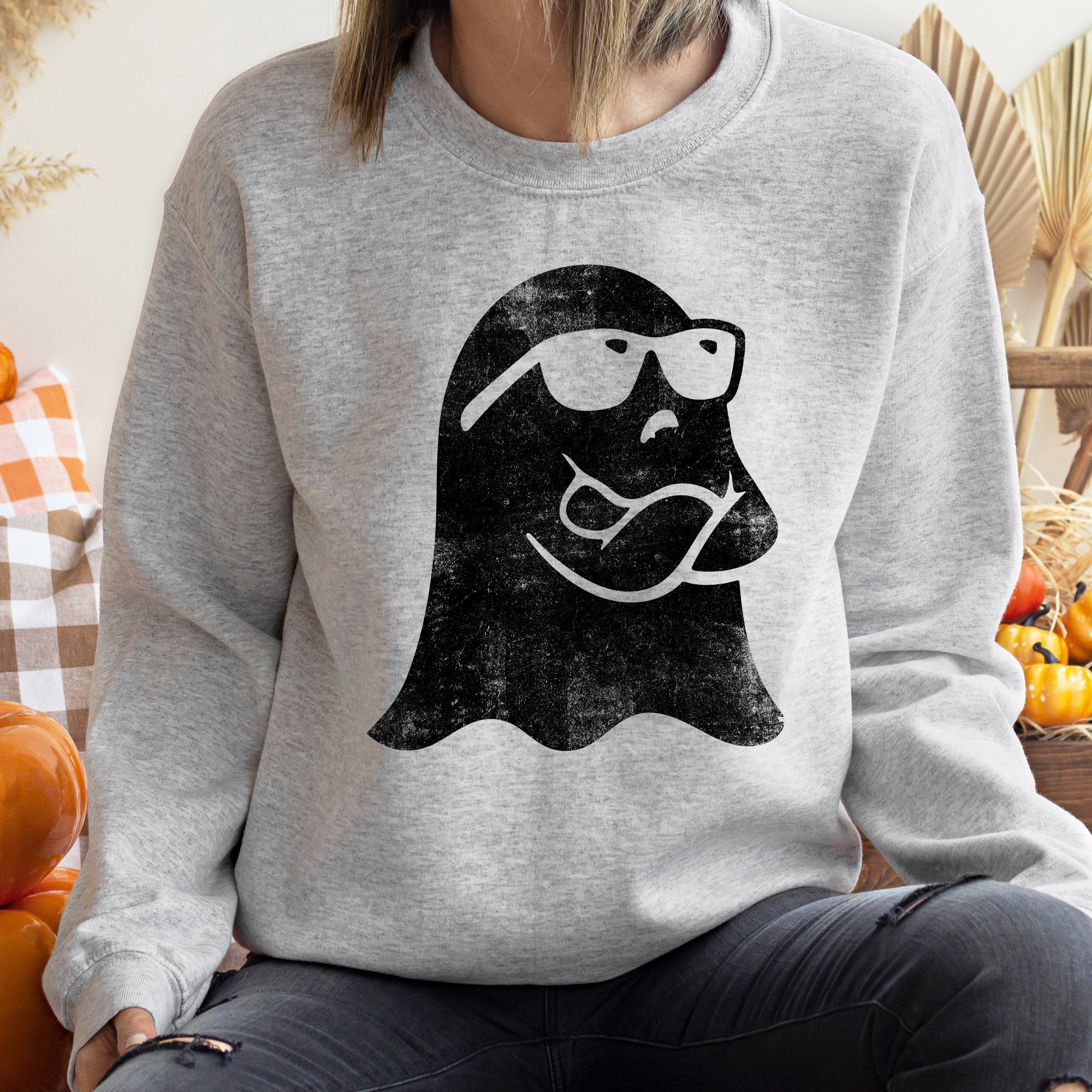 Ghost Arms Crossed Halloween Spirit Scene Illustration With Eerie Ghost Figures Sweatshirt
