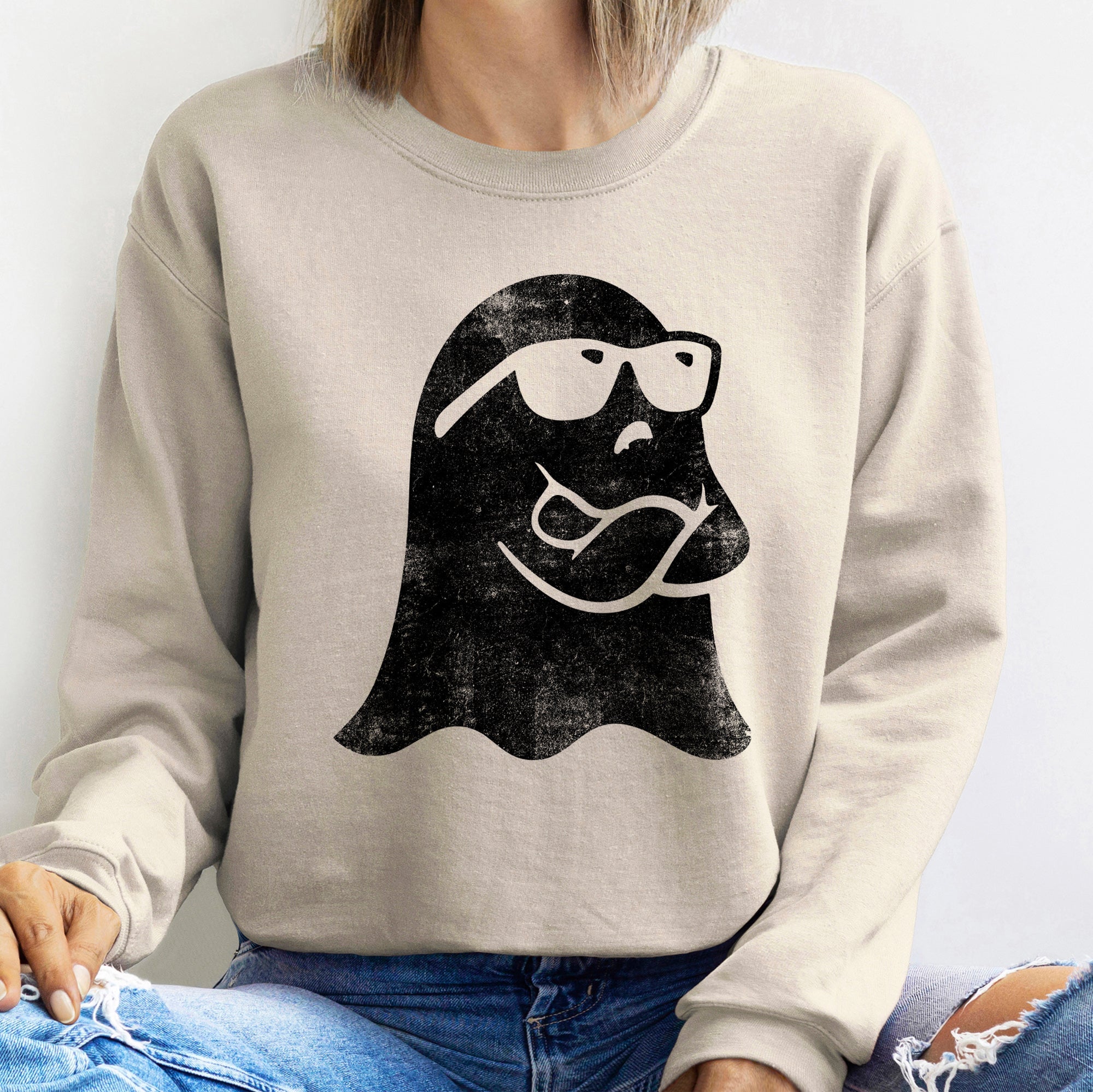 Ghost Arms Crossed Halloween Spirit Scene Illustration With Eerie Ghost Figures Sweatshirt
