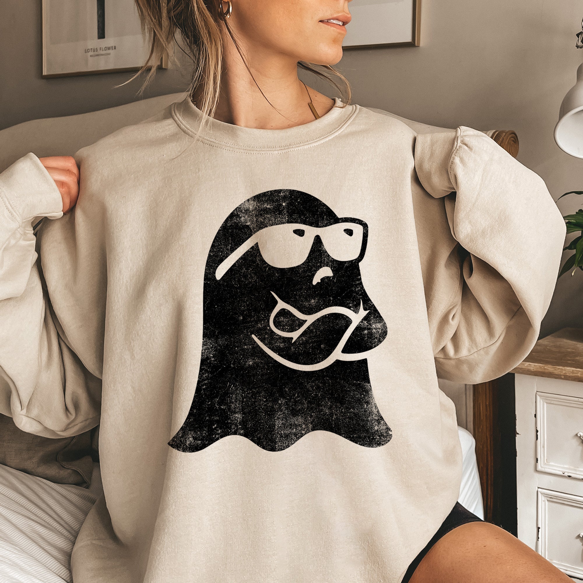 Ghost Arms Crossed Halloween Spirit Scene Illustration With Eerie Ghost Figures Sweatshirt