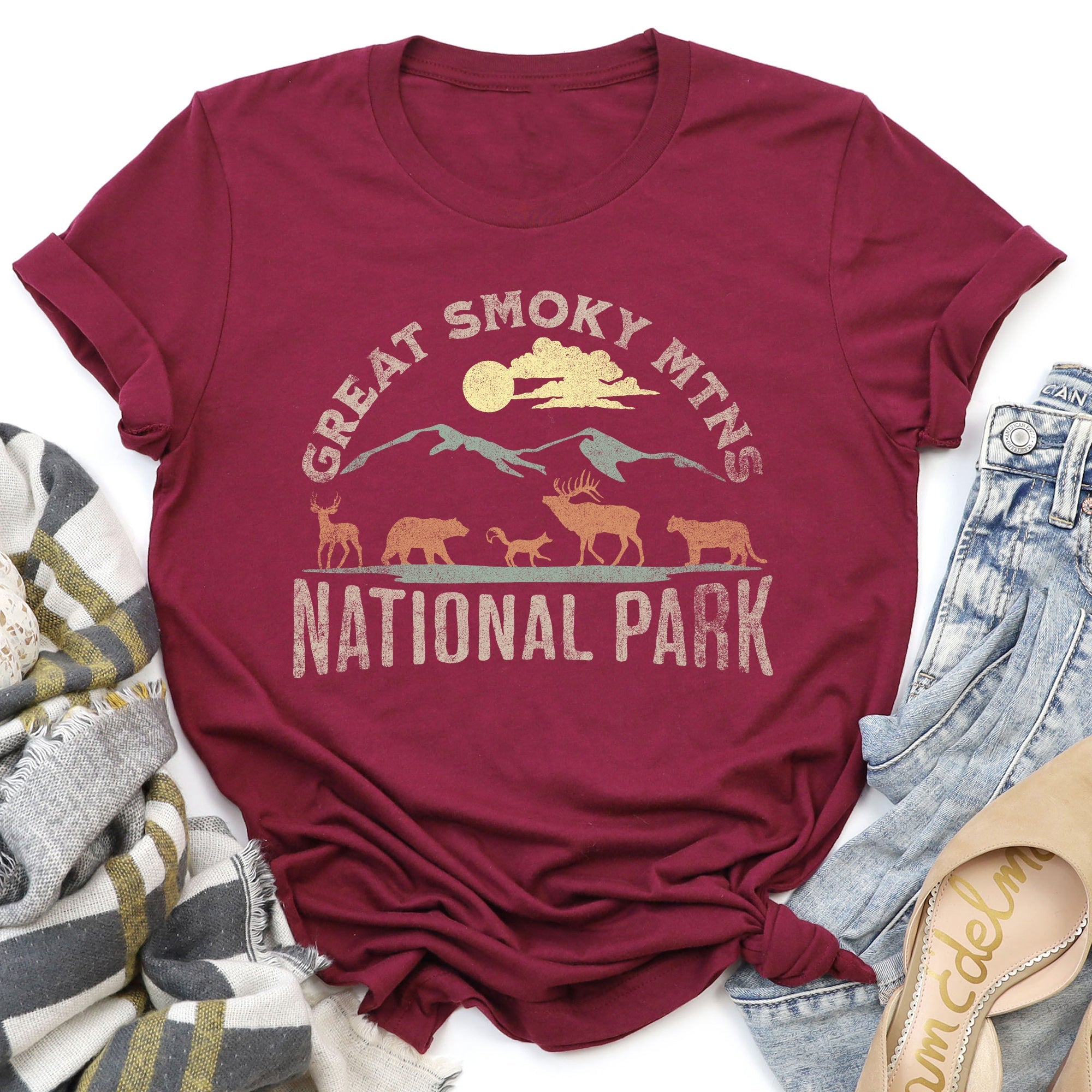Great Smoky Mountains National Park Scenic Trails and Wonders Graphic Tee
