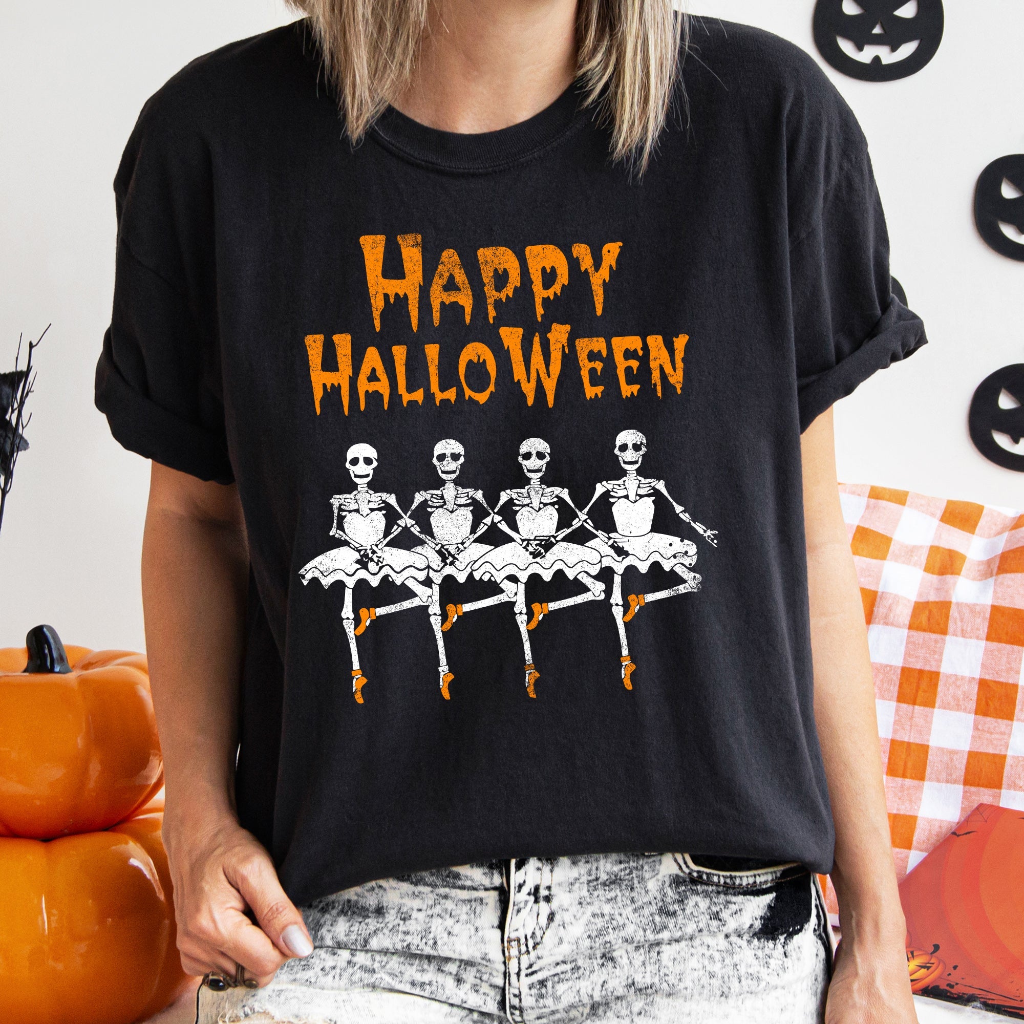 Happy Halloween Ballerinas Vintage Halloween Limited Edition Deluxe Comfort Colors Tee