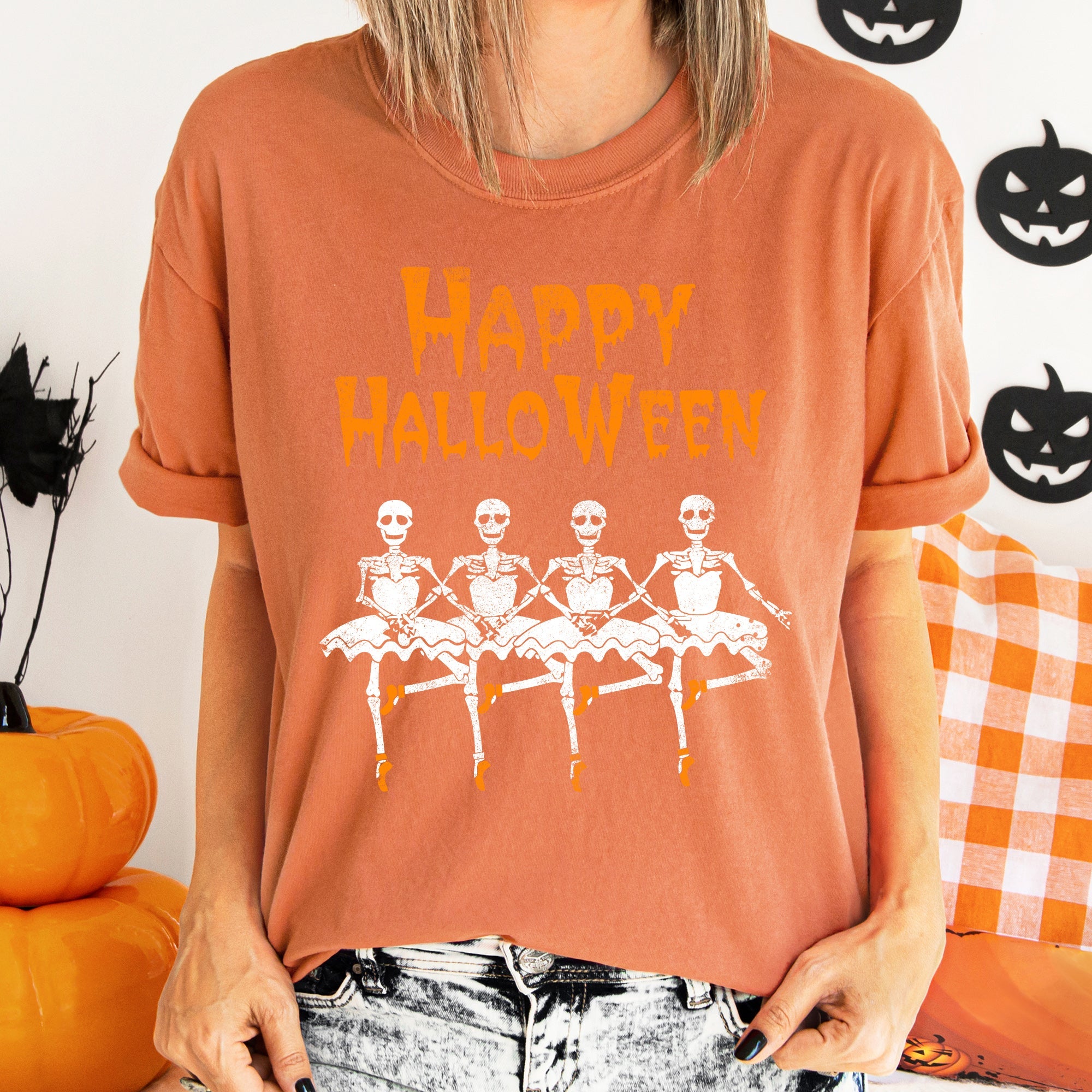 Happy Halloween Ballerinas Vintage Halloween Limited Edition Deluxe Comfort Colors Tee