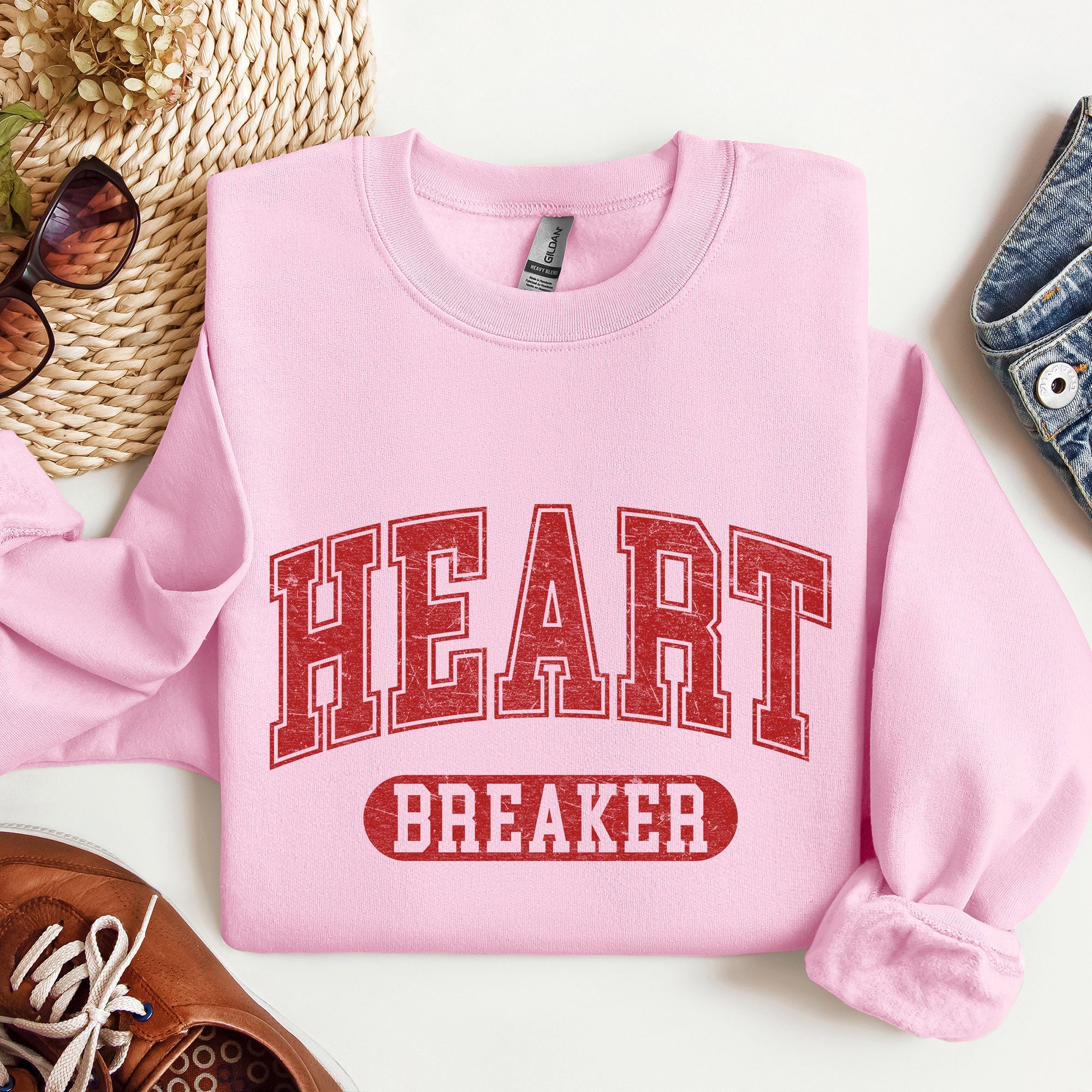 Heart Breaker Collegiate Love Valentine Edition Heartfelt Statement Forever Sweatshirt