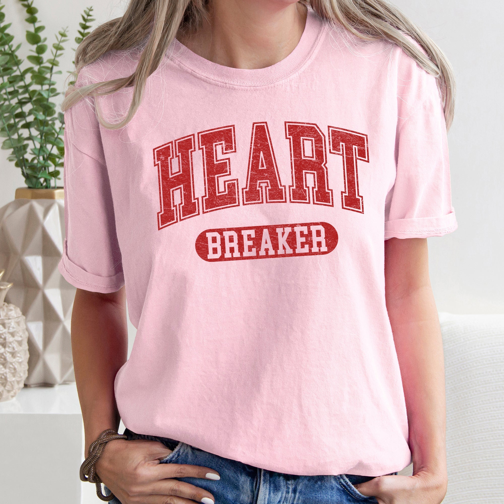 Heart Breaker Collegiate Love Vintage Varsity Style Retro Graphic Inspired Comfort Colors Tee