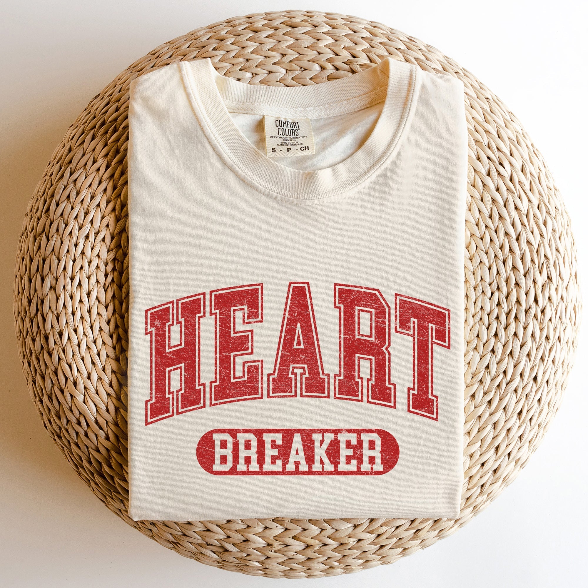 Heart Breaker Collegiate Love Vintage Varsity Style Retro Graphic Inspired Comfort Colors Tee