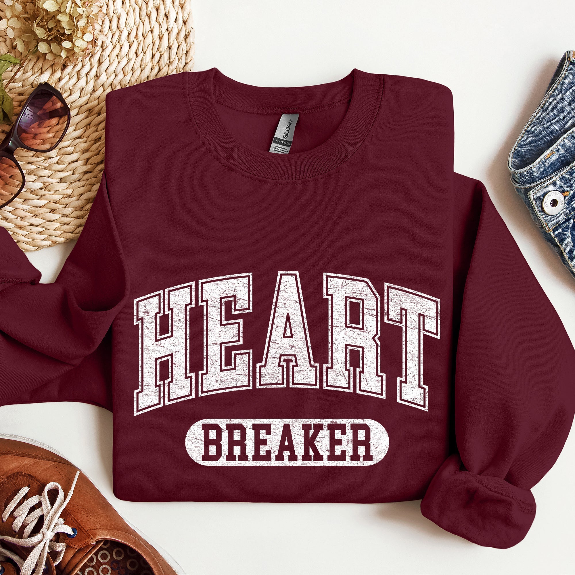 Heart Breaker Collegiate Love Valentine Edition Heartfelt Statement Forever Sweatshirt